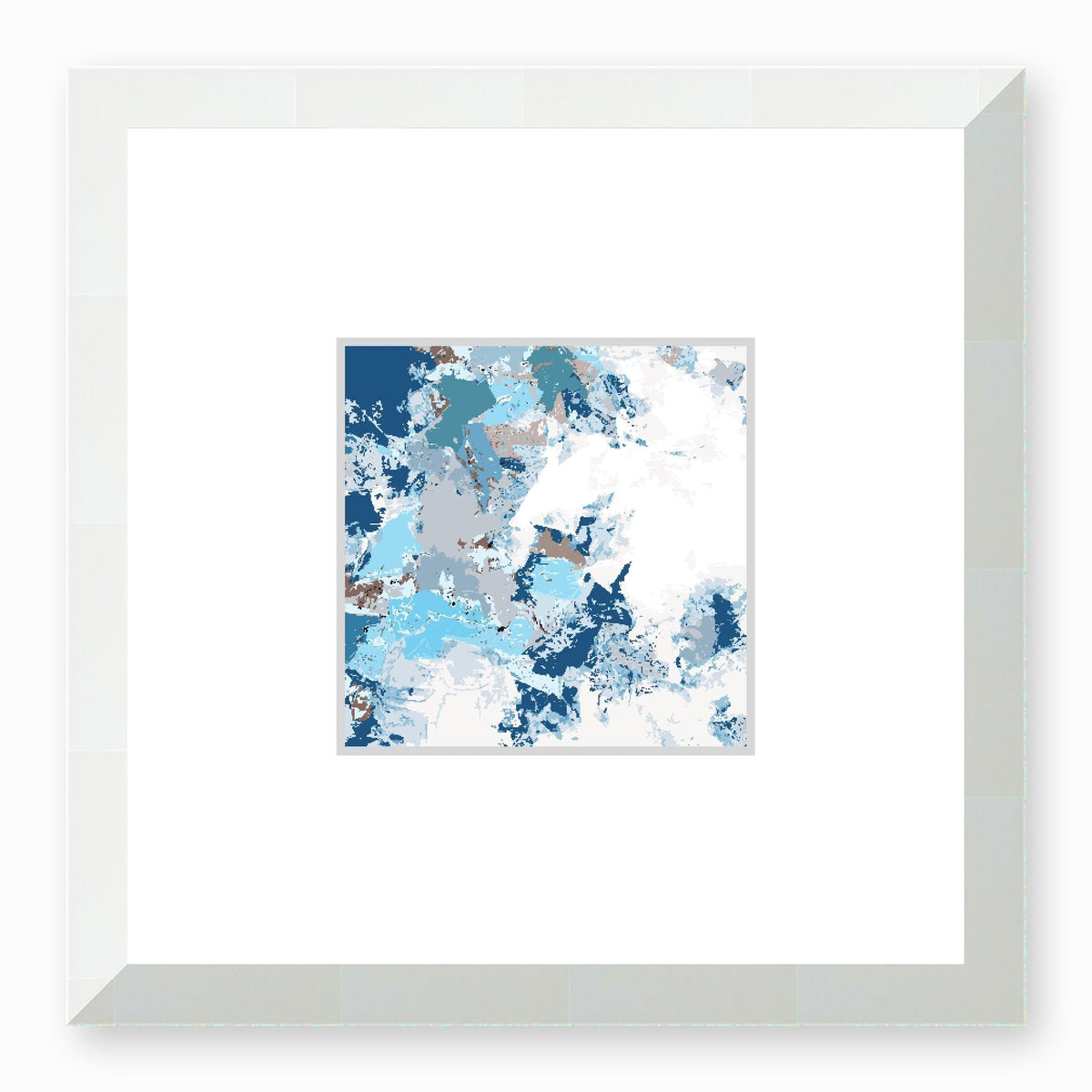 Sea Terrace Abstract Graphic Art Print with Faux Mat Board | 30 x 30 cm / 12 x 12 inches | White Frame