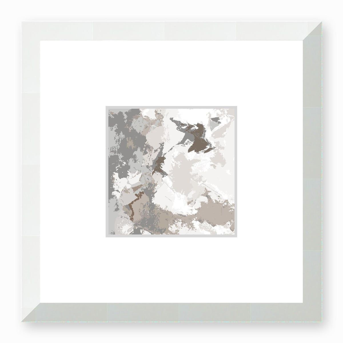 Castle Light Abstract Graphic Art Print with Faux Mat Board | 30 x 30 cm / 12 x 12 inches | White Frame
