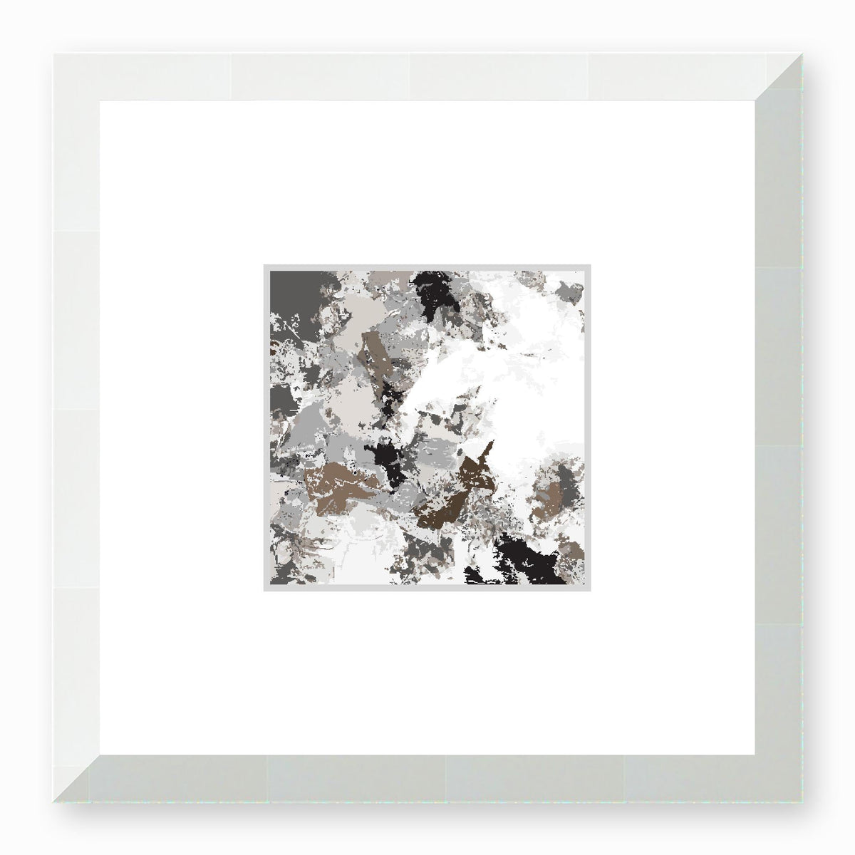 Castle Light Abstract Graphic Art Print with Faux Mat Board | 30 x 30 cm / 12 x 12 inches | White Frame