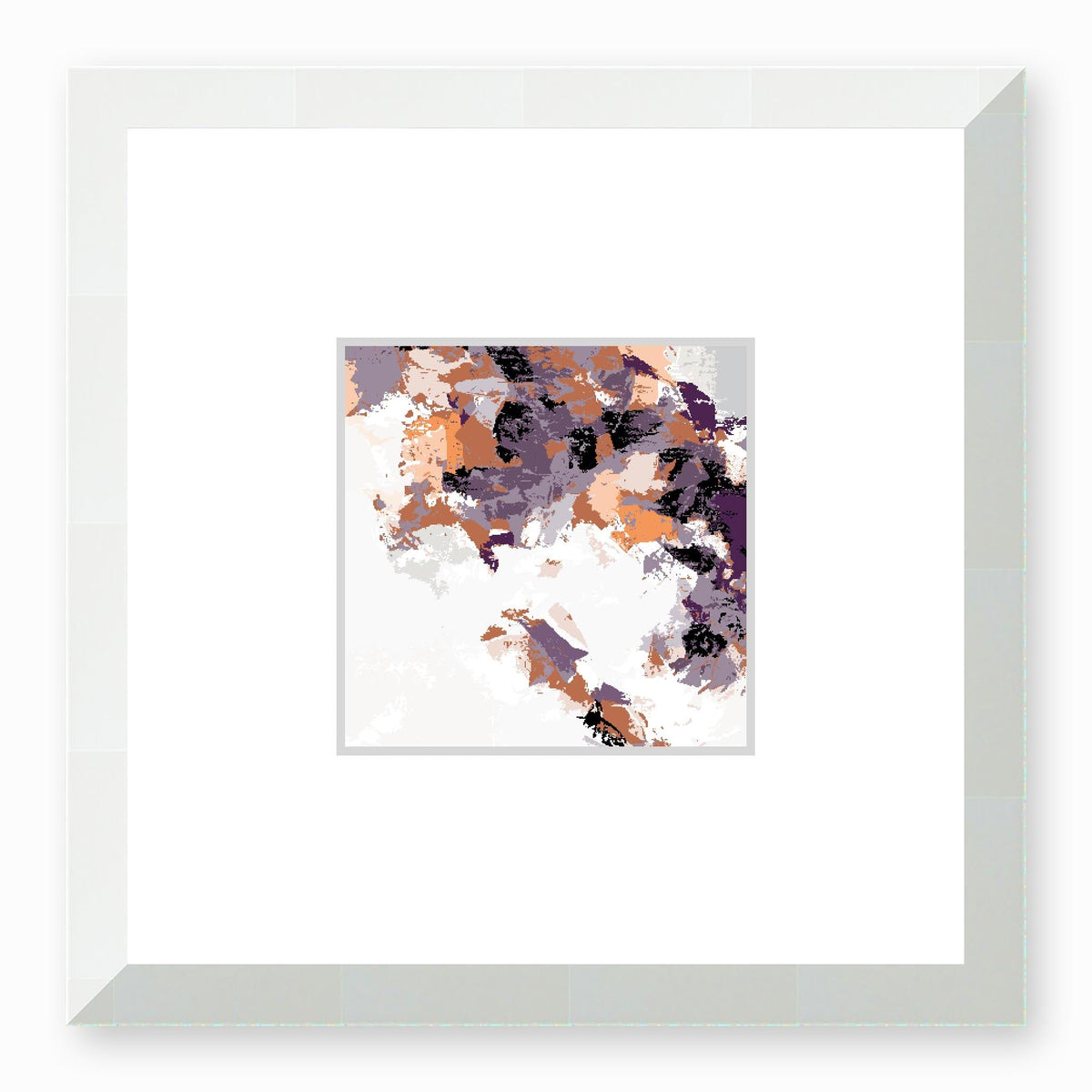 Blood Orange Abstract Graphic Art Print with Faux Mat Board | 30 x 30 cm / 12 x 12 inches | White Frame