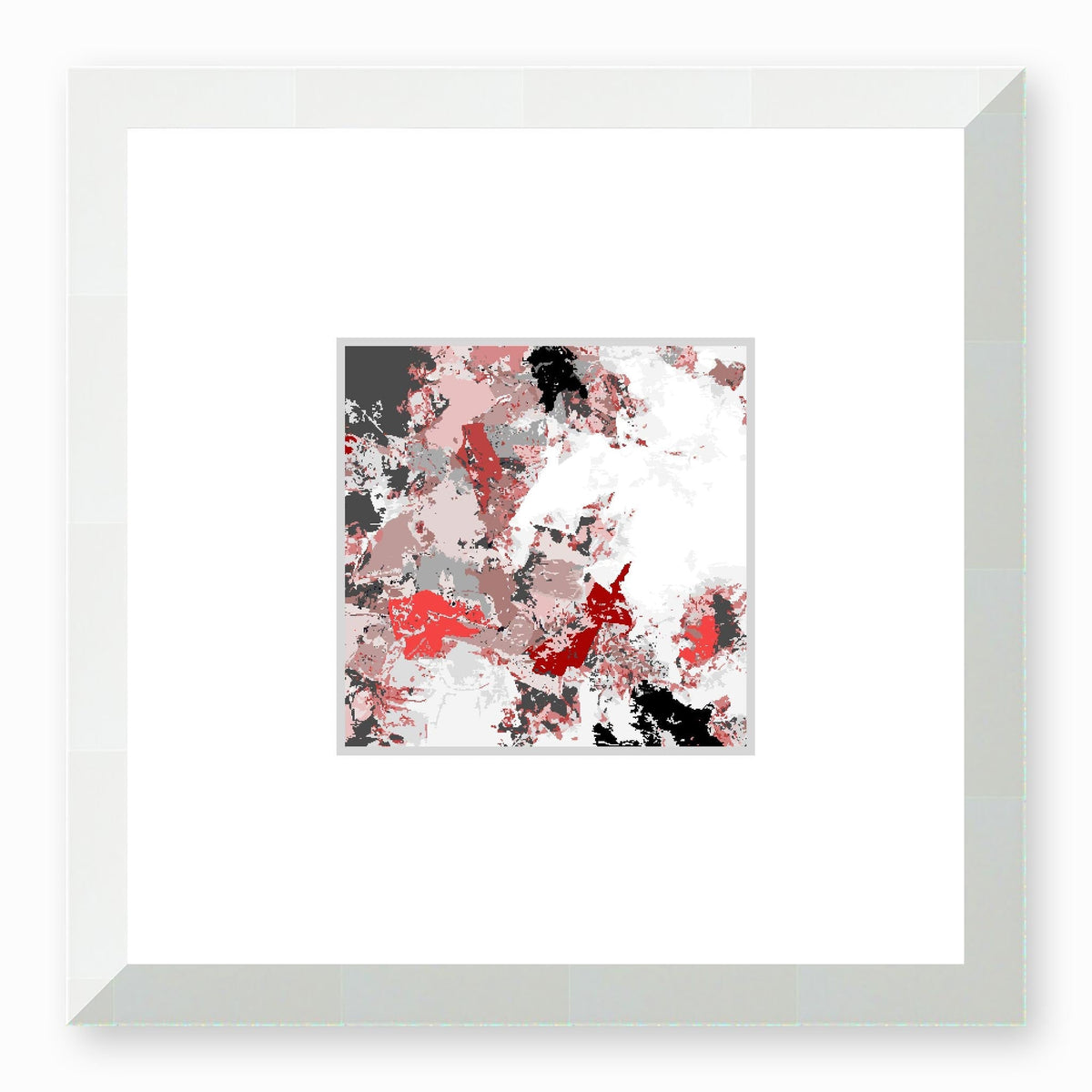 Black Pearl Abstract Graphic Art Print with Faux Mat Board | 30 x 30 cm / 12 x 12 inches | White Frame
