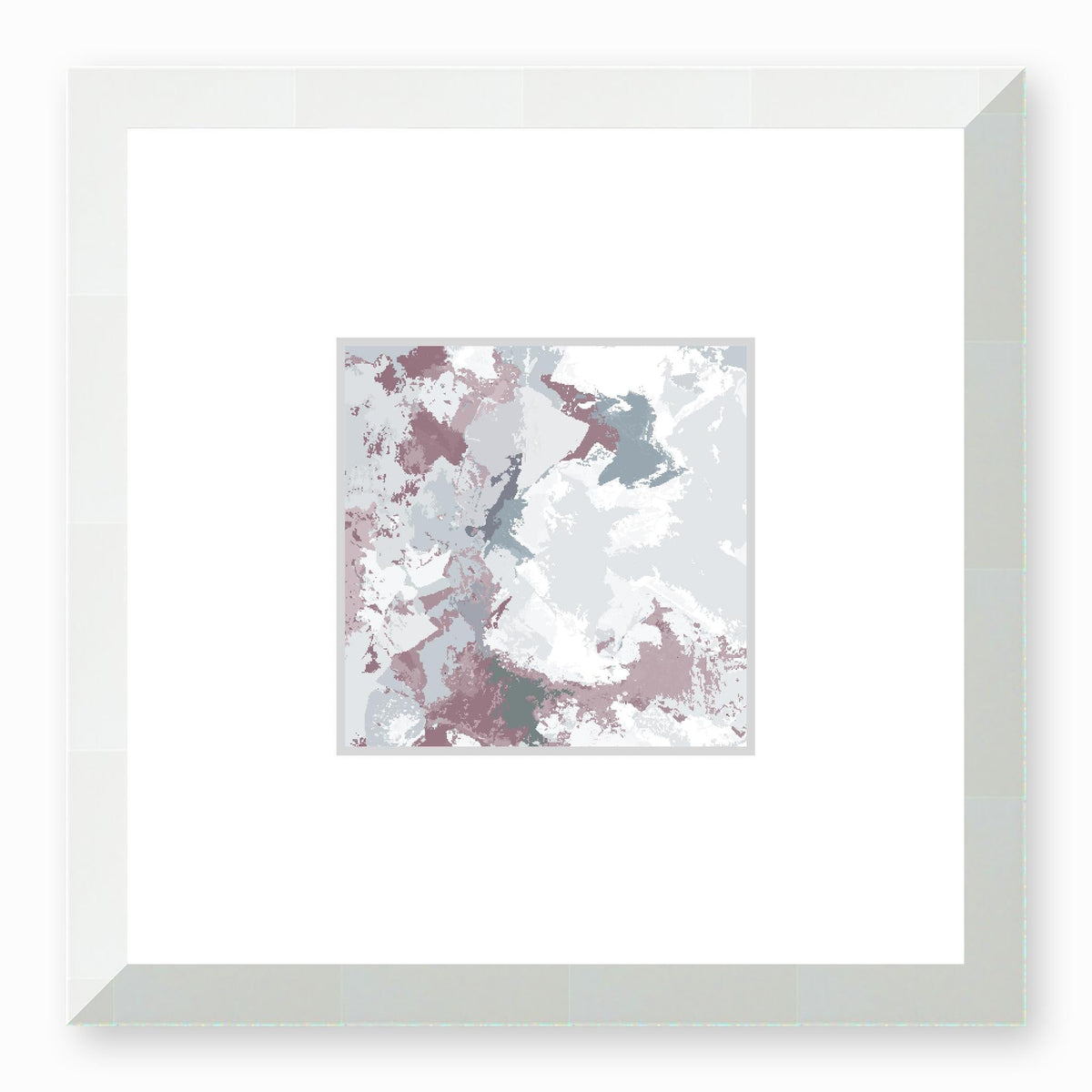 Scattered Cloud Abstract Graphic Art Print with Faux Mat Board | 30 x 30 cm / 12 x 12 inches | White Frame