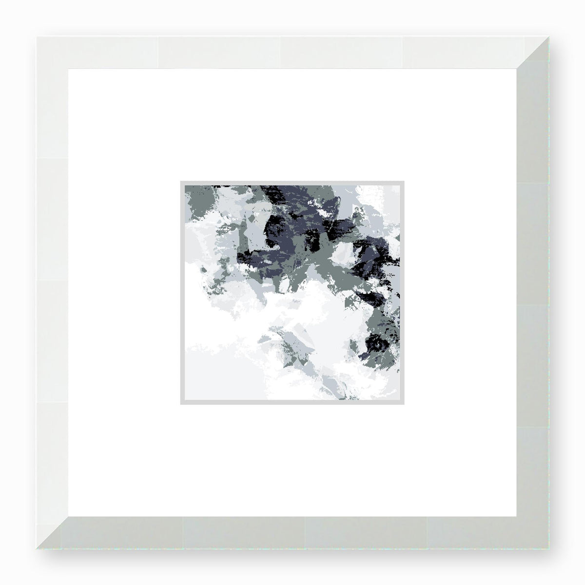 Shore Pebbles Abstract Graphic Art Print with Faux Mat Board | 30 x 30 cm / 12 x 12 inches | White Frame