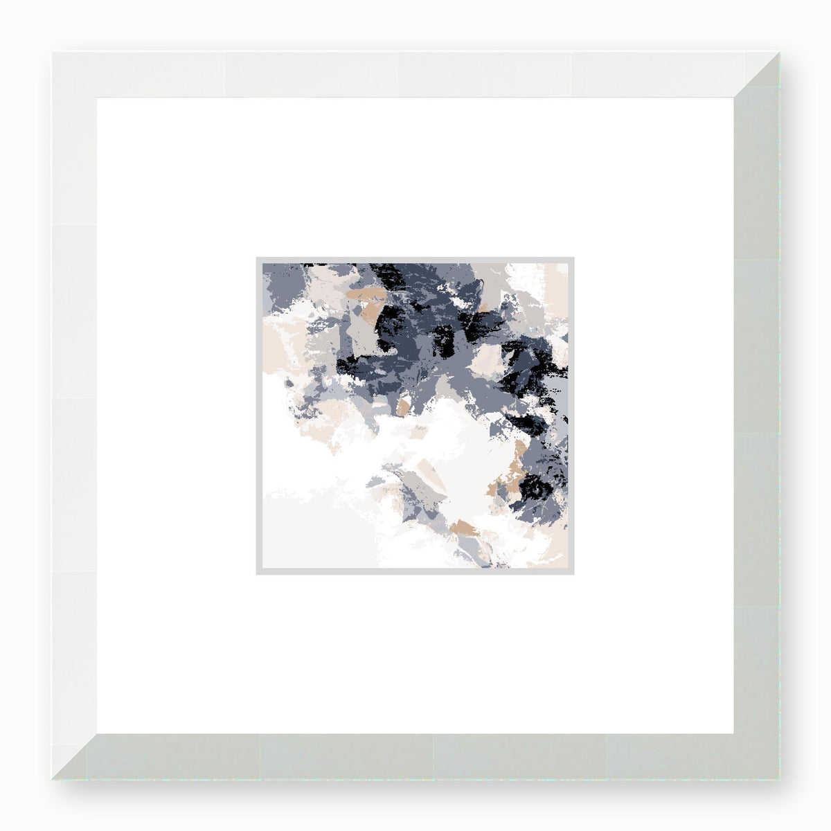 Hidden Fossil Abstract Graphic Art Print with Faux Mat Board | 30 x 30 cm / 12 x 12 inches | White Frame