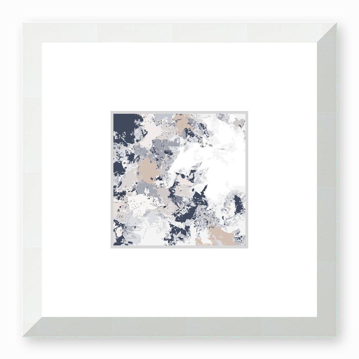 Hidden Fossil Abstract Graphic Art Print with Faux Mat Board | 30 x 30 cm / 12 x 12 inches | White Frame