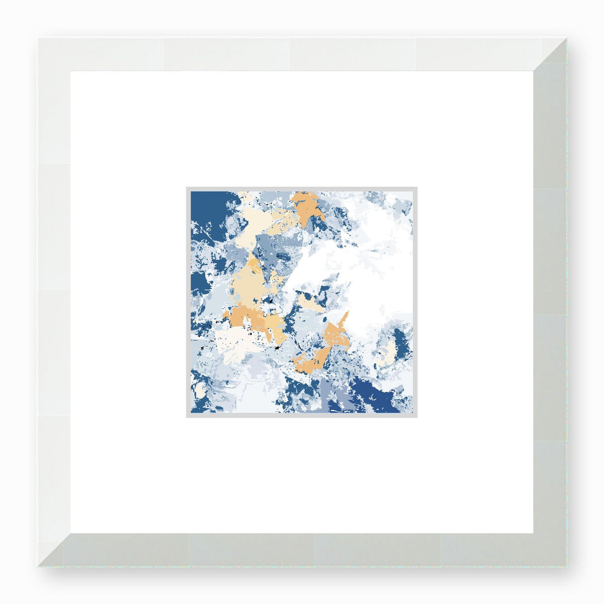 Tuscan Sun Abstract Graphic Art Print with Faux Mat Board | 30 x 30 cm / 12 x 12 inches | White Frame