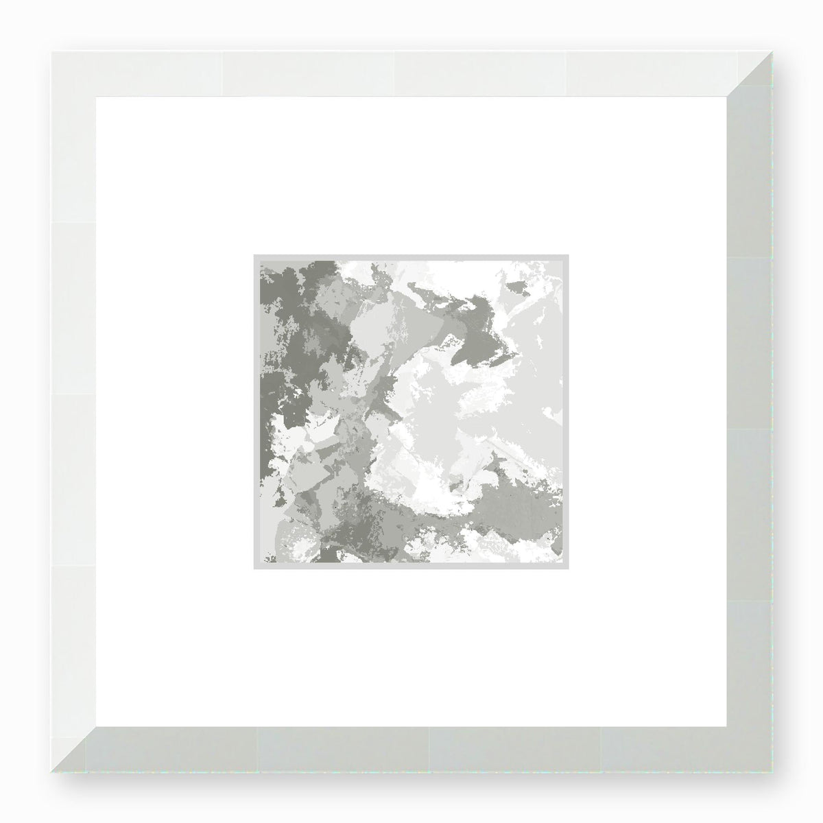 Sage Stone Abstract Graphic Art Print with Faux Mat Board | 30 x 30 cm / 12 x 12 inches | White Frame