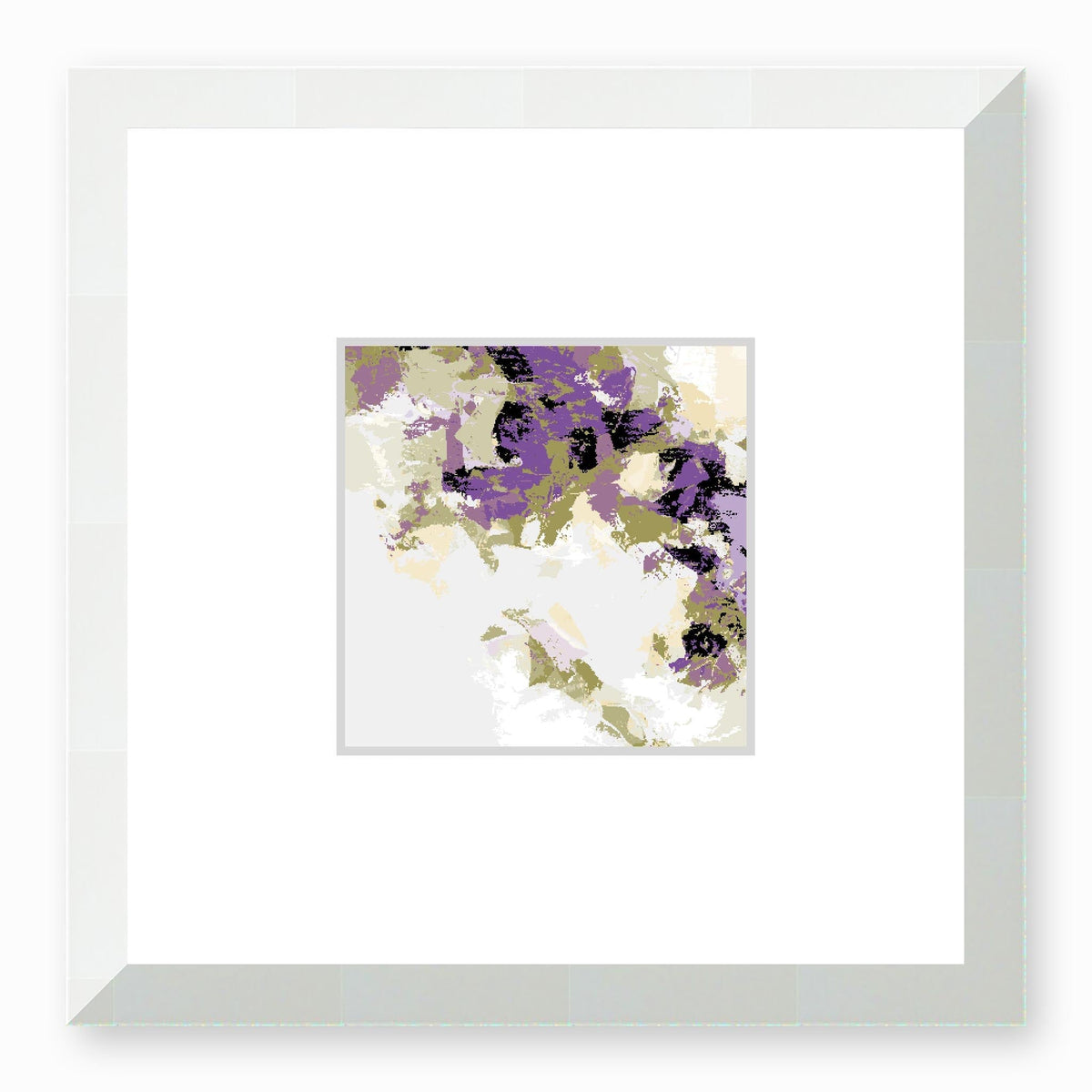 Lavender Valley Abstract Graphic Art Print with Faux Mat Board | 30 x 30 cm / 12 x 12 inches | White Frame