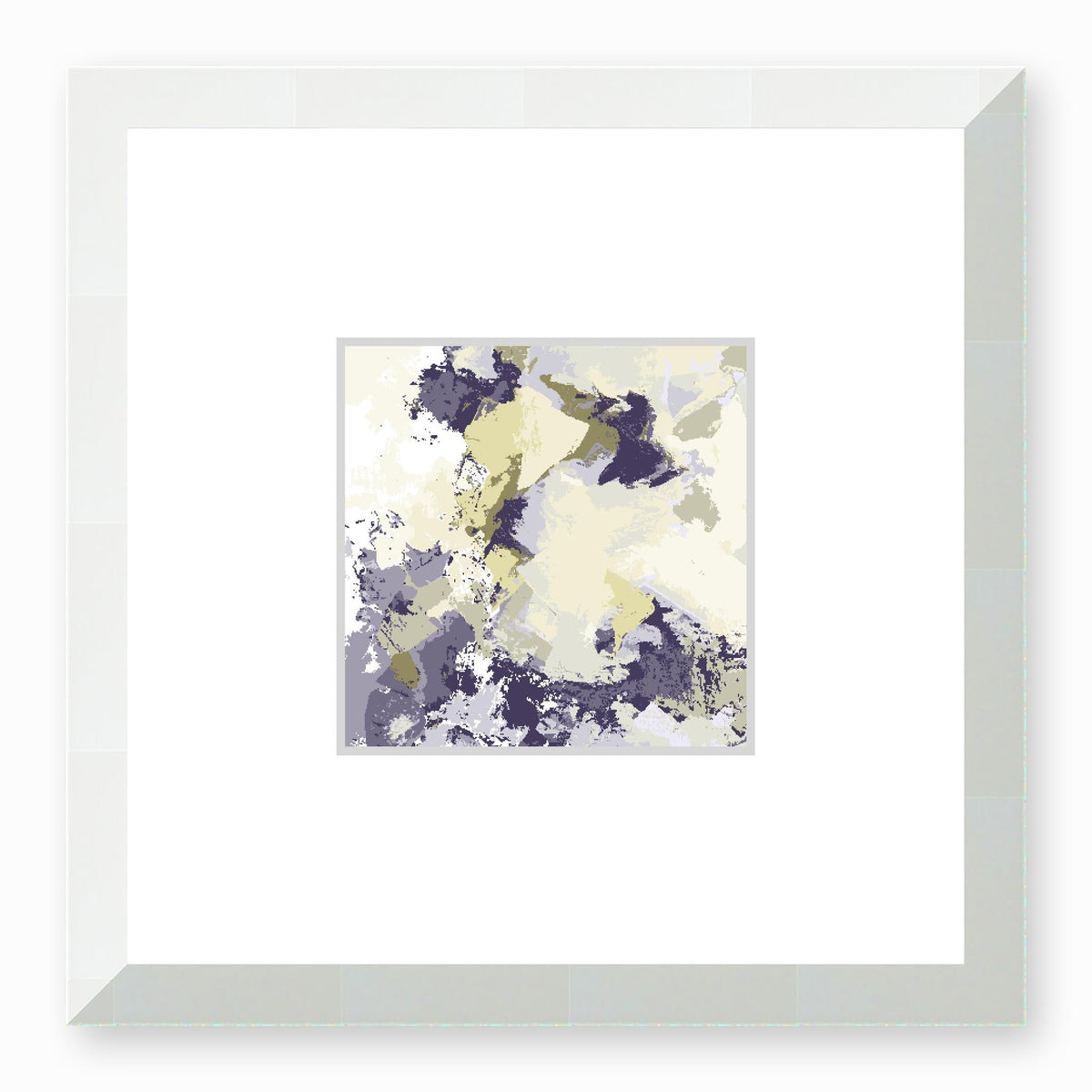 Sage Mist Abstract Graphic Art Print with Faux Mat Board | 30 x 30 cm / 12 x 12 inches | White Frame