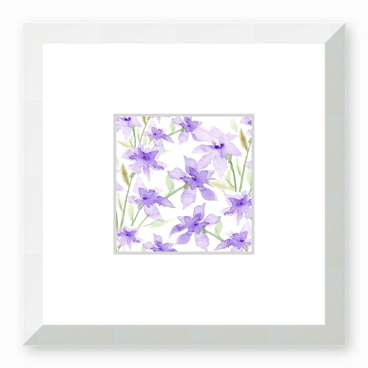 Soft Purple Bloom Framed Fine Art Watercolour Print | 30 x 30 cm / 12 x 12 inches | White Frame