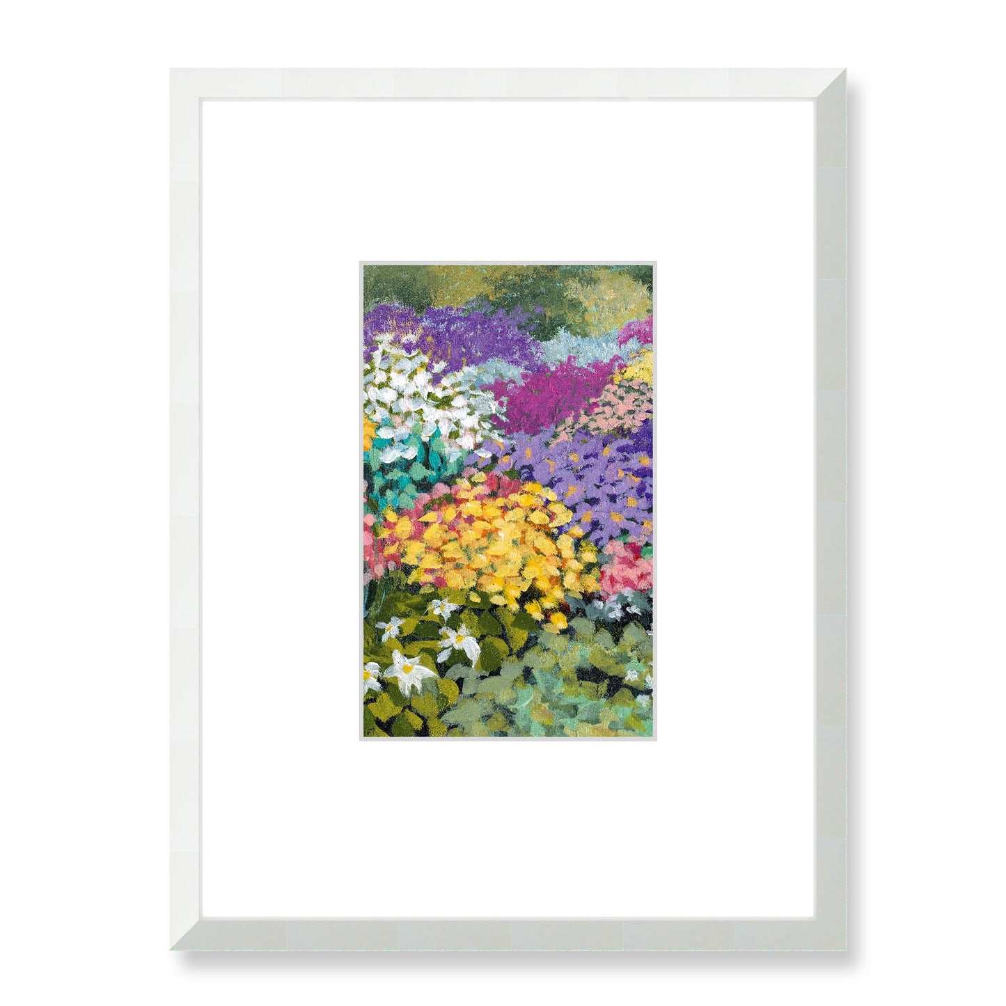 Framed Fine Art Print, Faux Mat - 18x24 inches | Floral Garden Three in Acrylic, FMV-1000-1147-001, Prints, Fine art, White Frame, 45 x 60 cm ,18 x 24 inches