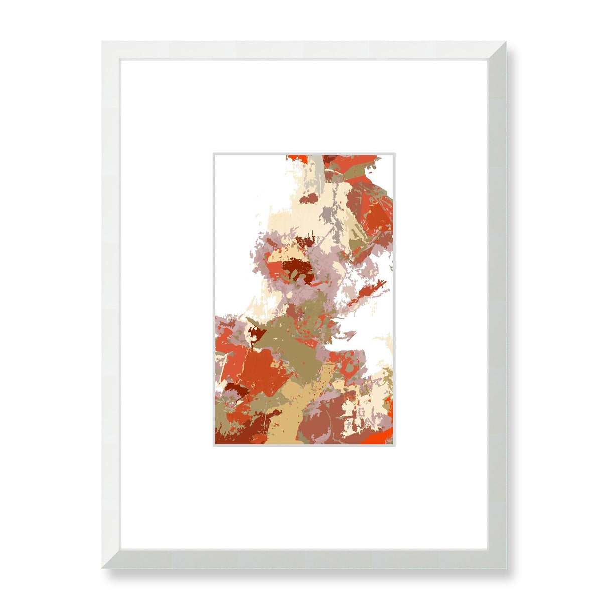 Mediterranean Abstract Graphic Art Print with Faux Mat Board | 45 x 60 cm / 18 x 24 inches | White Frame