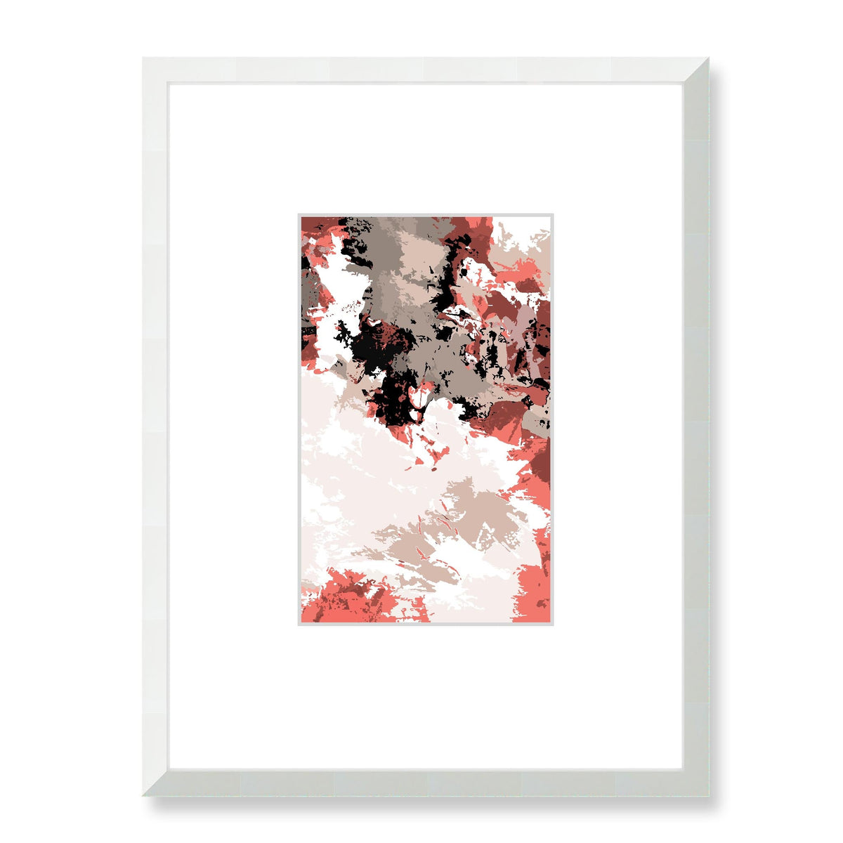 Rose Quartz Abstract Graphic Art Print with Faux Mat Board | 45 x 60 cm / 18 x 24 inches | White Frame
