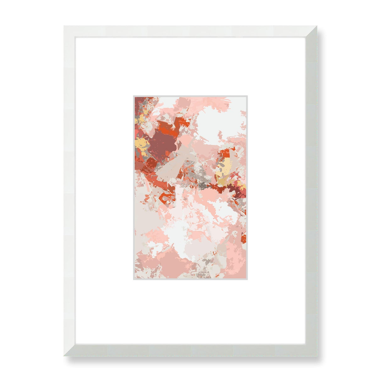 Sea Coral Abstract Graphic Art Print with Faux Mat Board | 45 x 60 cm / 18 x 24 inches | White Frame