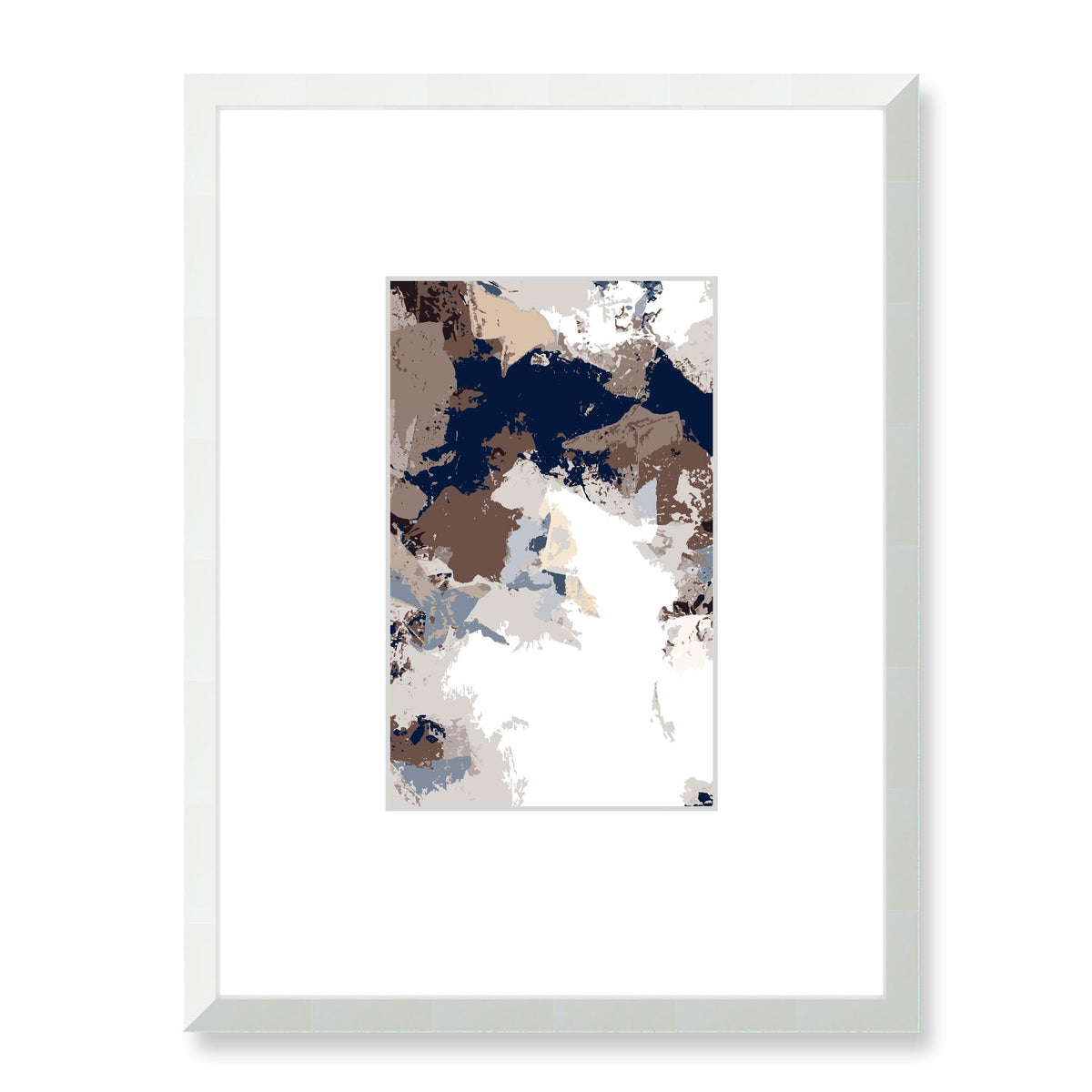 Mocha Froth Abstract Graphic Art Print with Faux Mat Board | 45 x 60 cm / 18 x 24 inches | White Frame