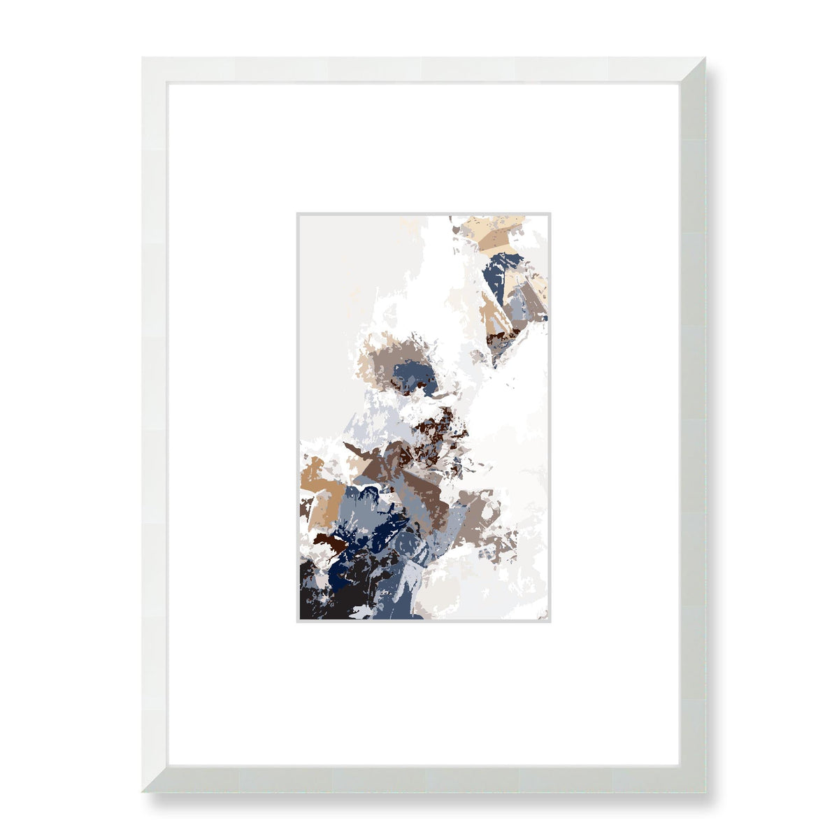 Mocha Froth Abstract Graphic Art Print with Faux Mat Board | 45 x 60 cm / 18 x 24 inches | White Frame