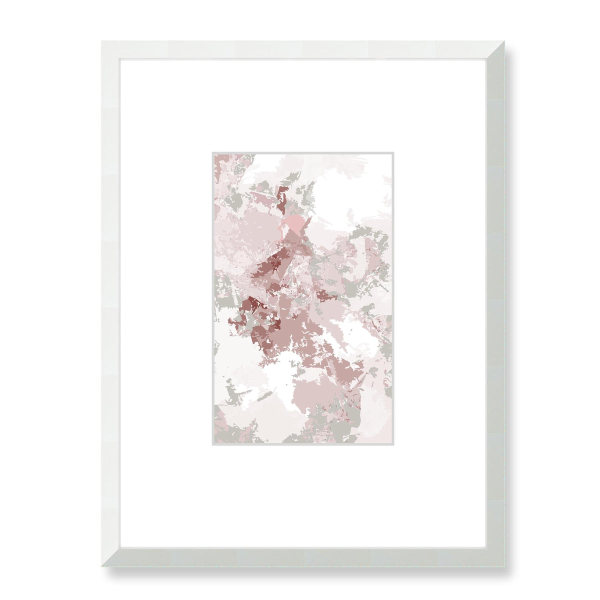 Foggy Lake Abstract Graphic Art Print with Faux Mat Board | 45 x 60 cm / 18 x 24 inches | White Frame