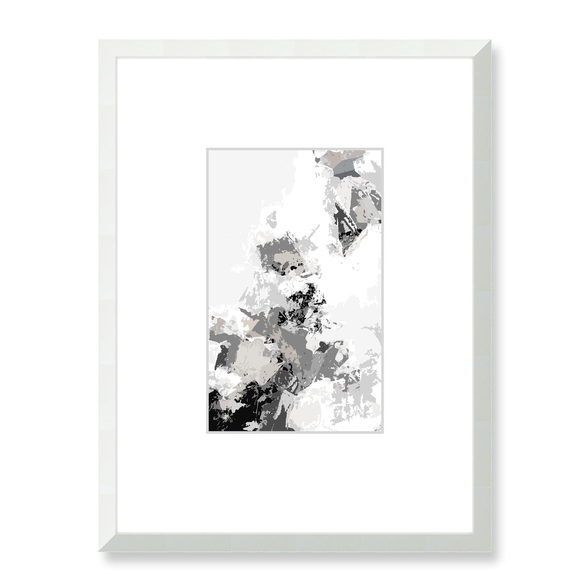 Night Owl Abstract Graphic Art Print with Faux Mat Board | 45 x 60 cm / 18 x 24 inches | White Frame