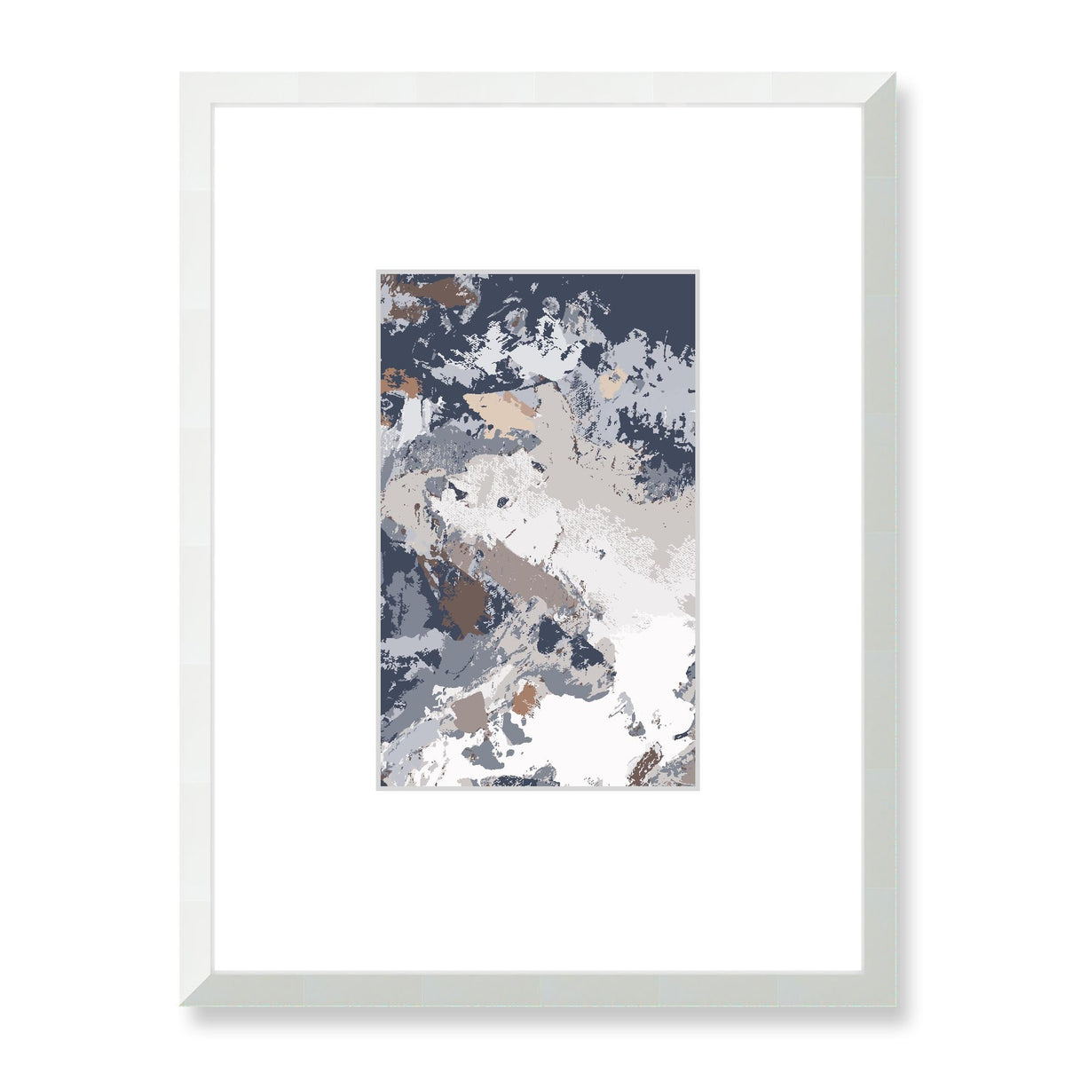 Hidden Fossil Abstract Graphic Art Print with Faux Mat Board | 45 x 60 cm / 18 x 24 inches | White Frame