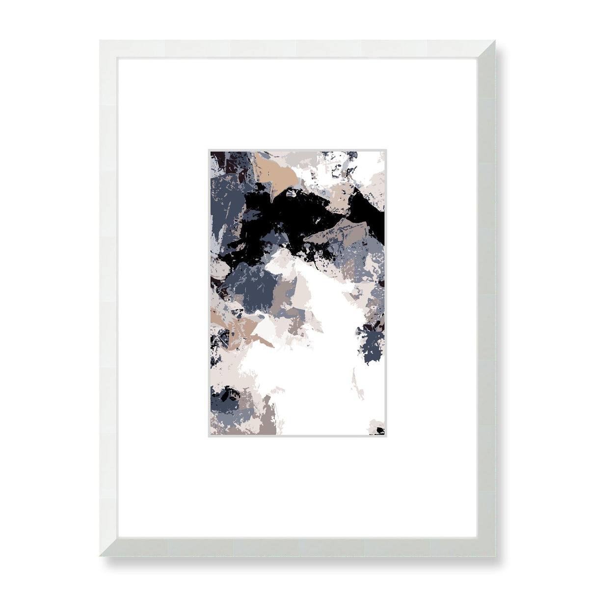 Hidden Fossil Abstract Graphic Art Print with Faux Mat Board | 45 x 60 cm / 18 x 24 inches | White Frame