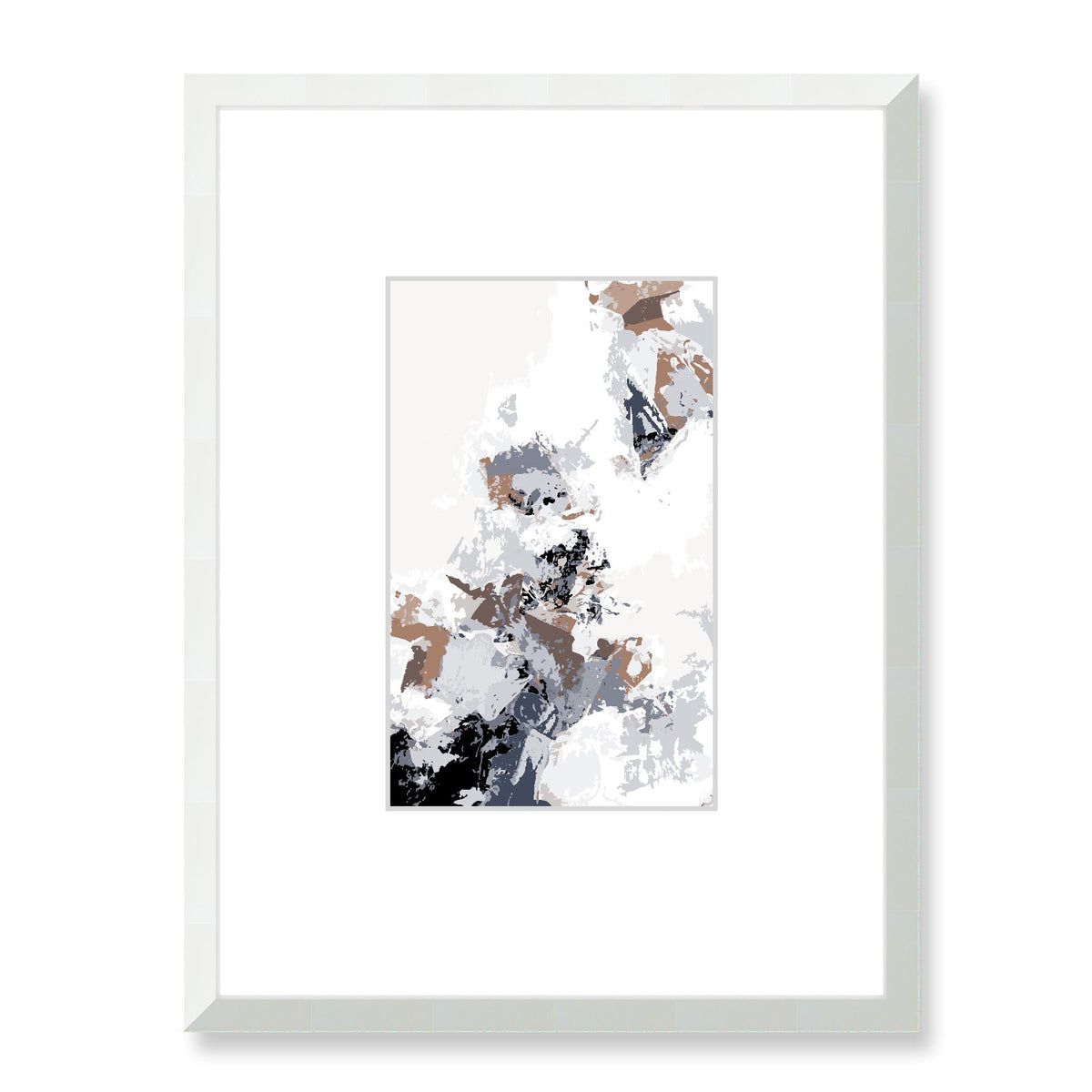 Toasted Caramel Abstract Graphic Art Print with Faux Mat Board | 45 x 60 cm / 18 x 24 inches | White Frame