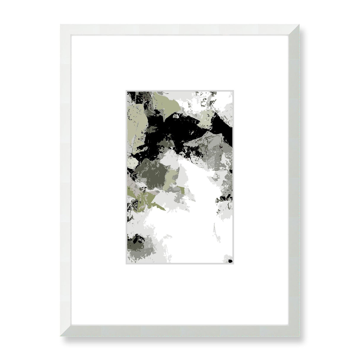 Urban Graphite Abstract Graphic Art Print with Faux Mat Board | 45 x 60 cm / 18 x 24 inches | White Frame