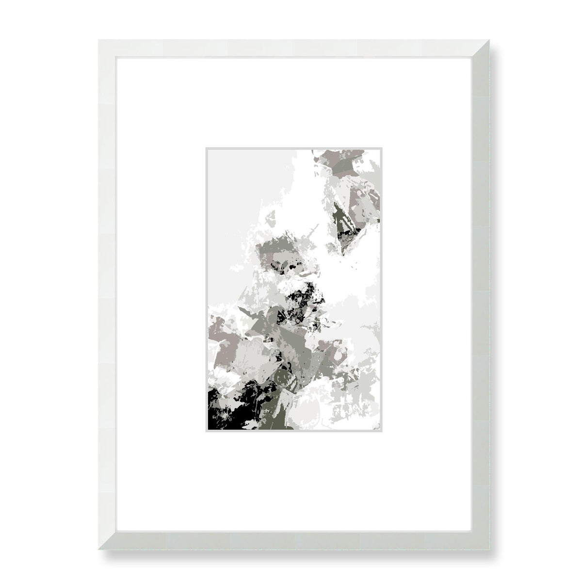 Urban Graphite Abstract Graphic Art Print with Faux Mat Board | 45 x 60 cm / 18 x 24 inches | White Frame