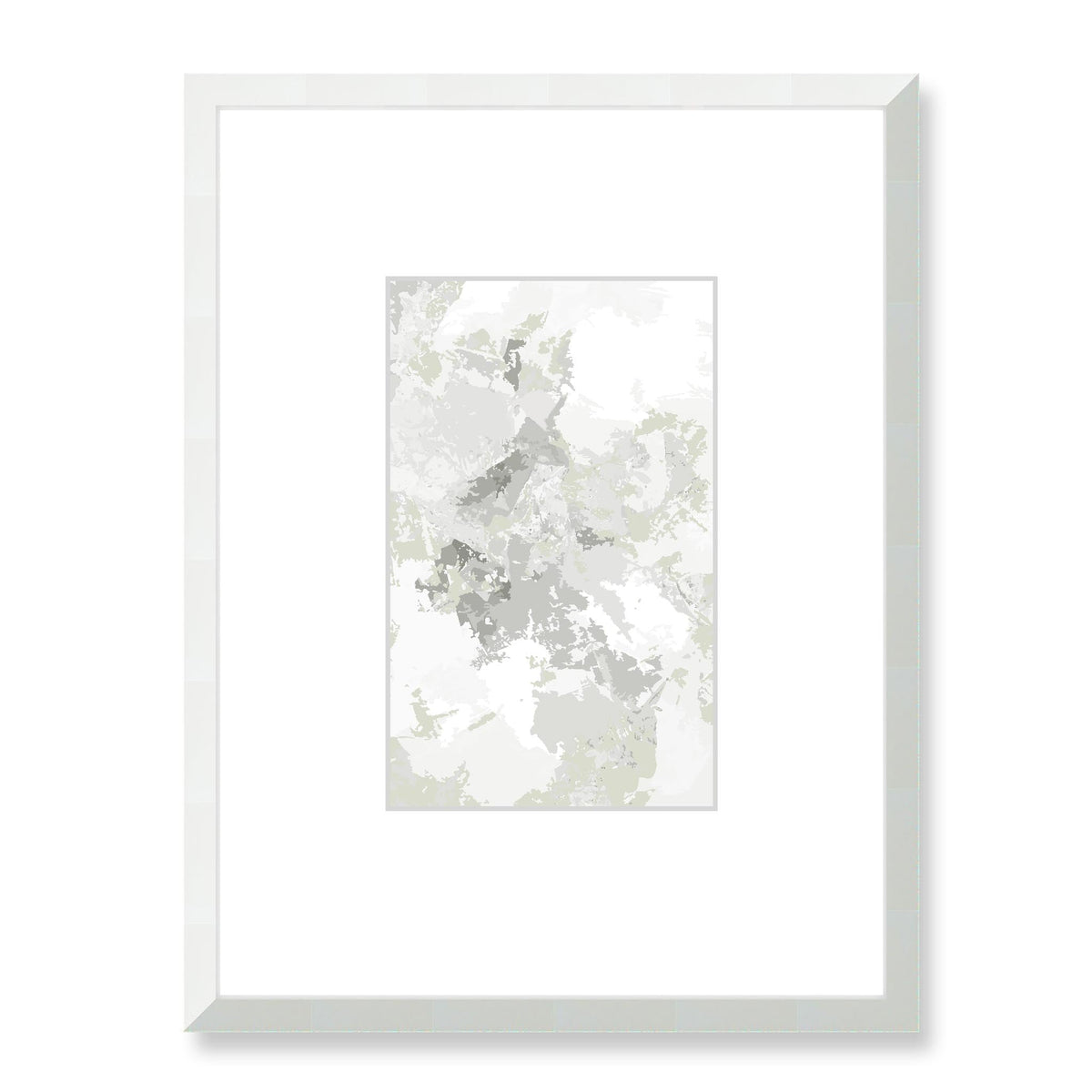 Pistachio Mist Abstract Graphic Art Print with Faux Mat Board | 45 x 60 cm / 18 x 24 inches | White Frame