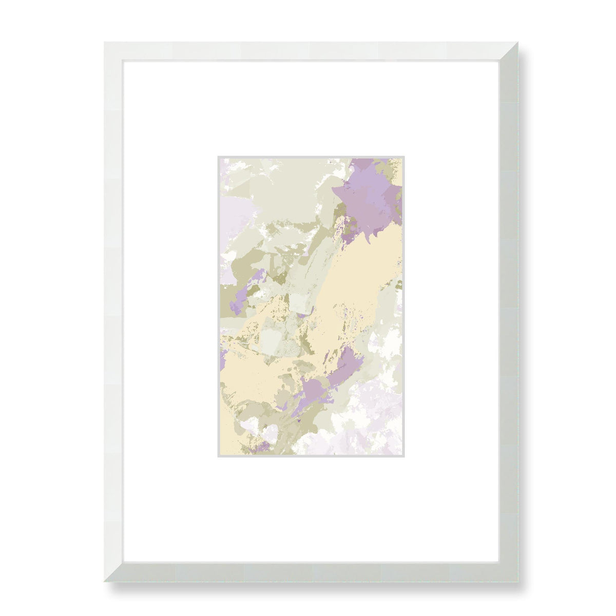 Primrose Mist Abstract Graphic Art Print with Faux Mat Board | 45 x 60 cm / 18 x 24 inches | White Frame