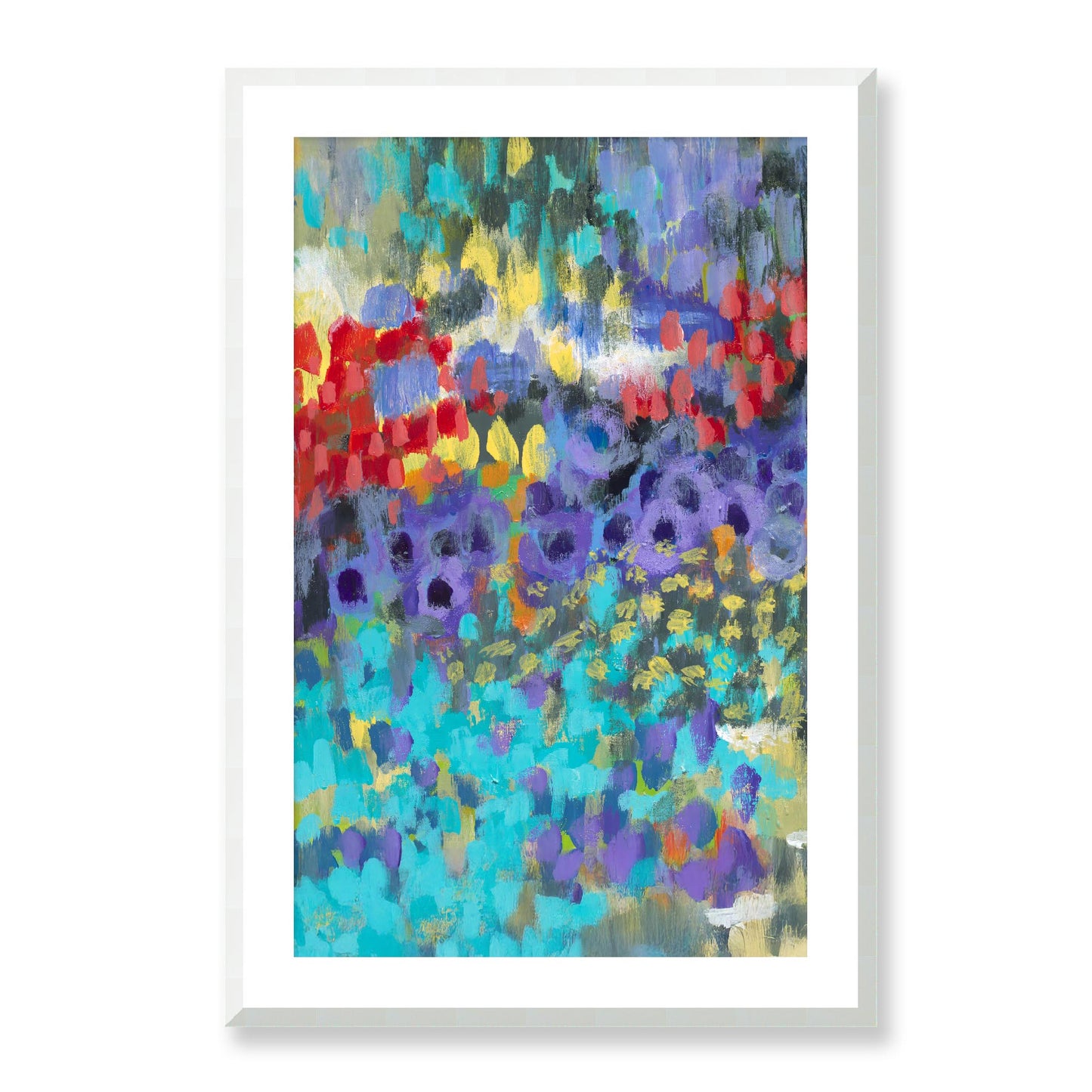 Framed Fine Art Print, White Mat - 11x14 16x20 20x28 | Floral Garden Two in Acrylic, fp2-1000-1145L, Prints, Fine art, White Frame, 61 x 91 cm ,24 x 36 inches