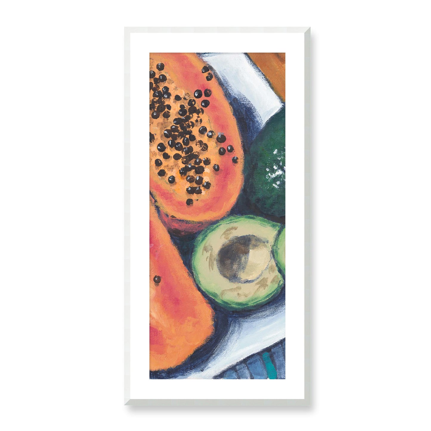 Framed Fine Art Print, White Mat - 16x33 inches | Avocados, FP3-1000-1105-C, Prints, Fine art, White Frame, 48 x 102 cm ,19 x 40 inches