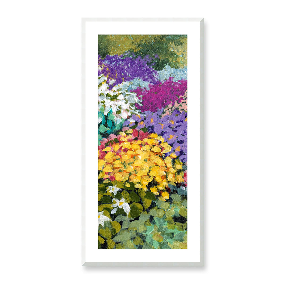 Floral Garden Fine Art Print | 48 x 102 cm / 19 x 40 inches | White Frame