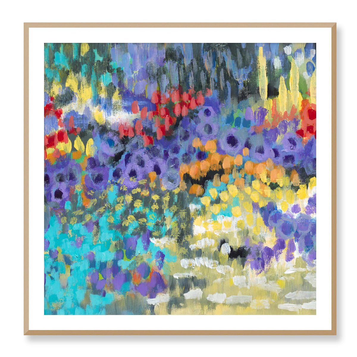 Wildflower Garden Fine Art Print | 102 x 102 cm / 40 x 40 inches | White Frame