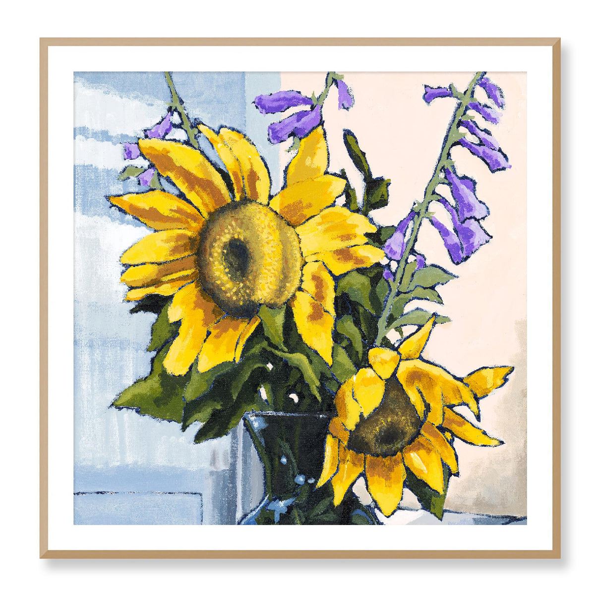 Sunflowers Fine Art Print | 102 x 102 cm / 40 x 40 inches | White Frame