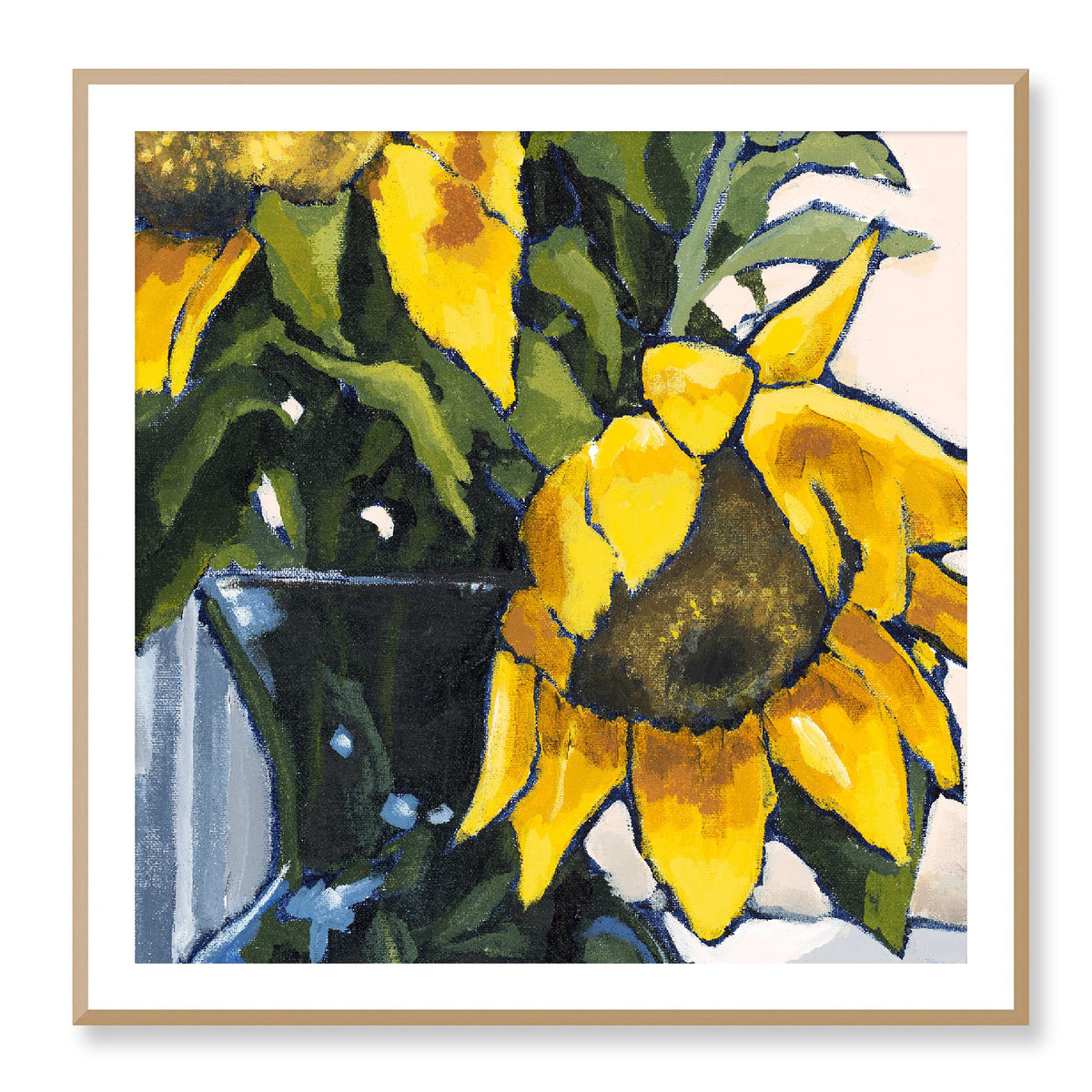 Sunflowers Fine Art Print | 102 x 102 cm / 40 x 40 inches | White Frame