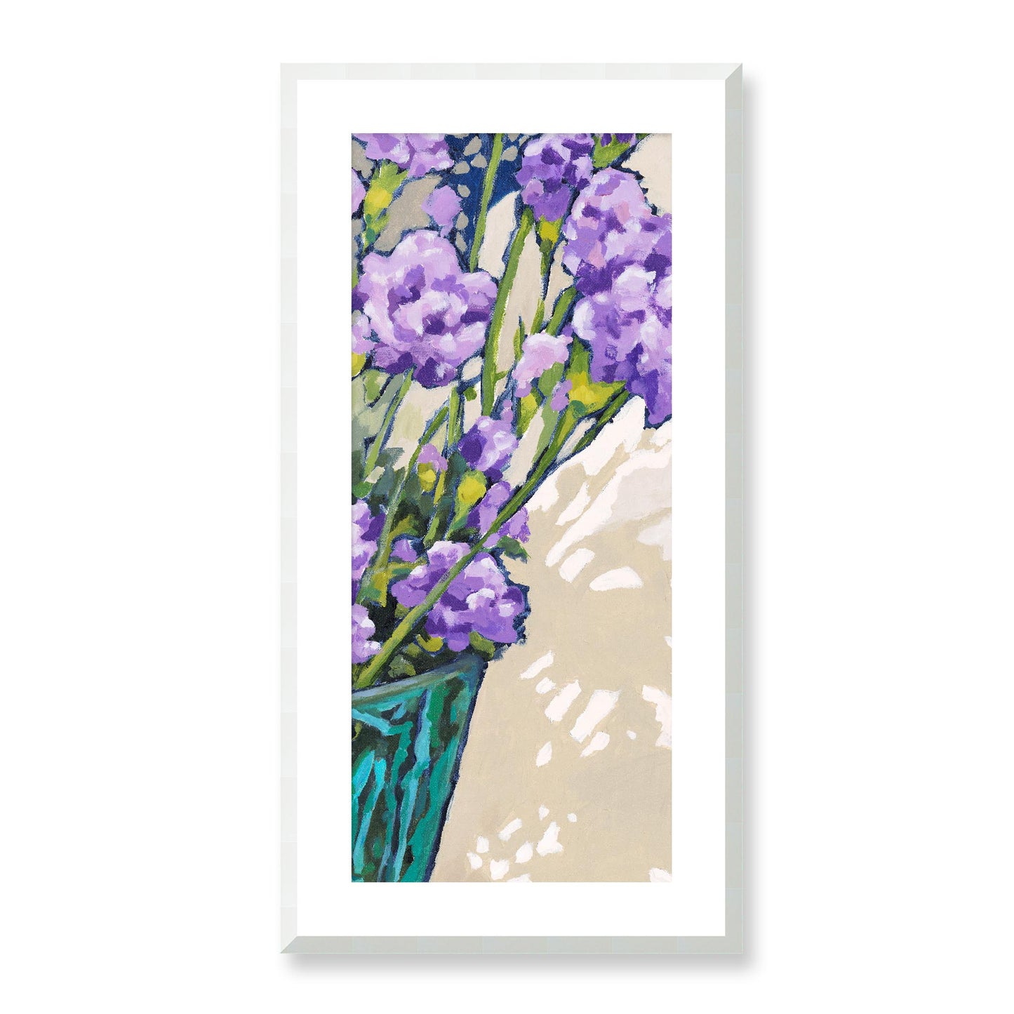 Framed Fine Art Print, White Mat - 16x32 inches | Mauve Carnations, FPT-1070-1119-002, Prints, Fine art, White Frame, 41 x 81 cm ,16 x 32 inches