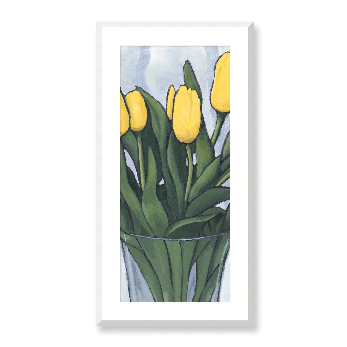 Framed Fine Art Print, White Mat - 16x32 inches | Yellow Tulips, FPT-1120-1143-002, Prints, Fine art, White Frame, 41 x 81 cm ,16 x 32 inches