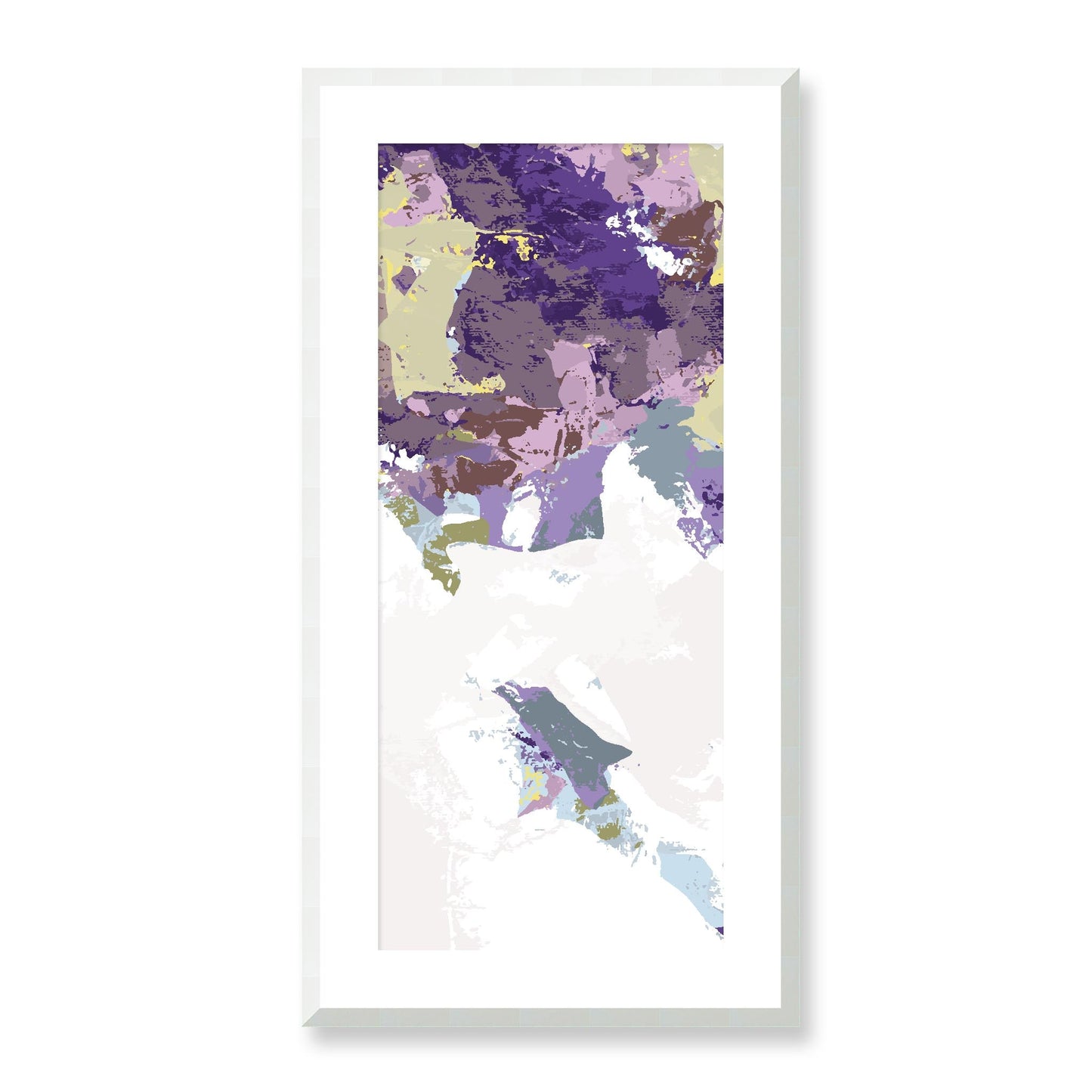 Lime Zest #1142-7693 Abstract Graphic Art Print - Moody Purple & Slate Coast Design, Panoramic Tall Layout, 2-Inch Premium Gallery Matting