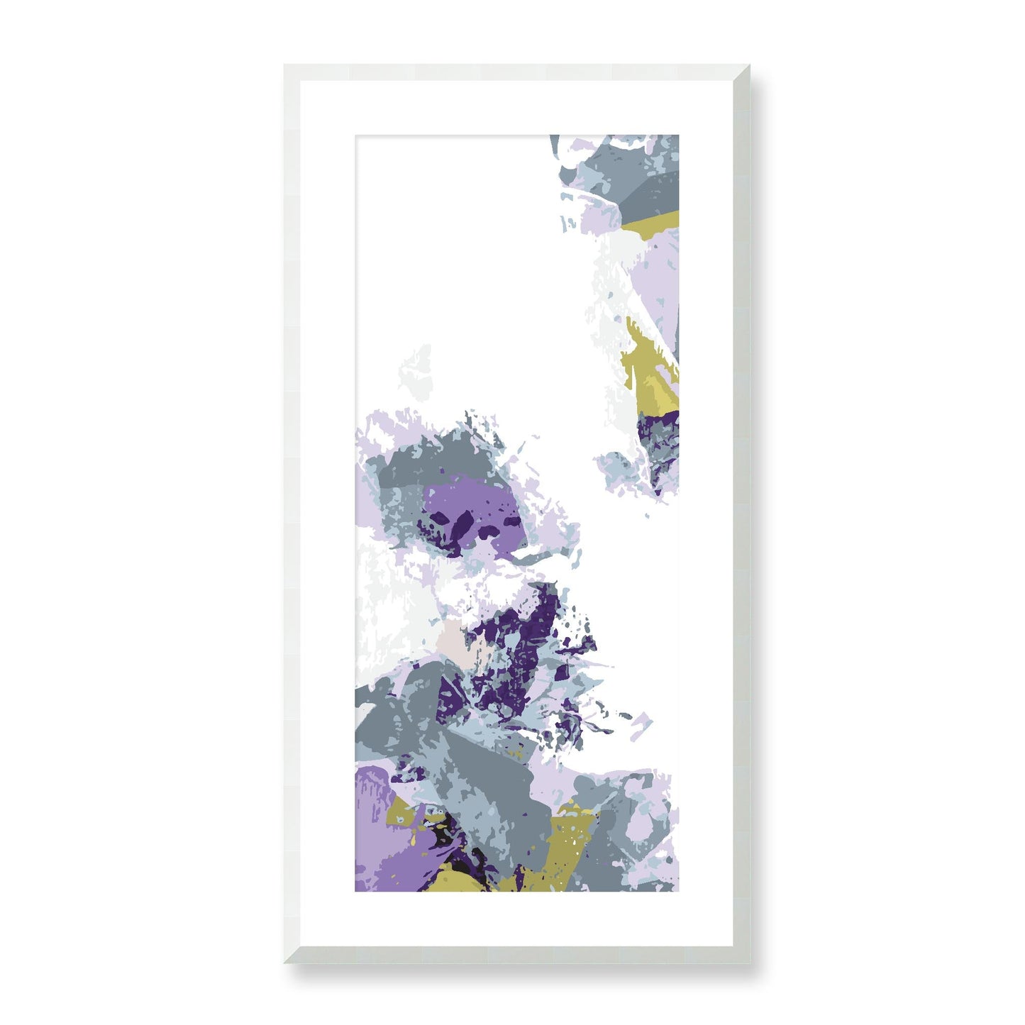 Lime Zest #1142-7694 Abstract Graphic Art Print - Moody Purple & Slate Coast Design, Panoramic Tall Layout, 2-Inch Premium Gallery Matting
