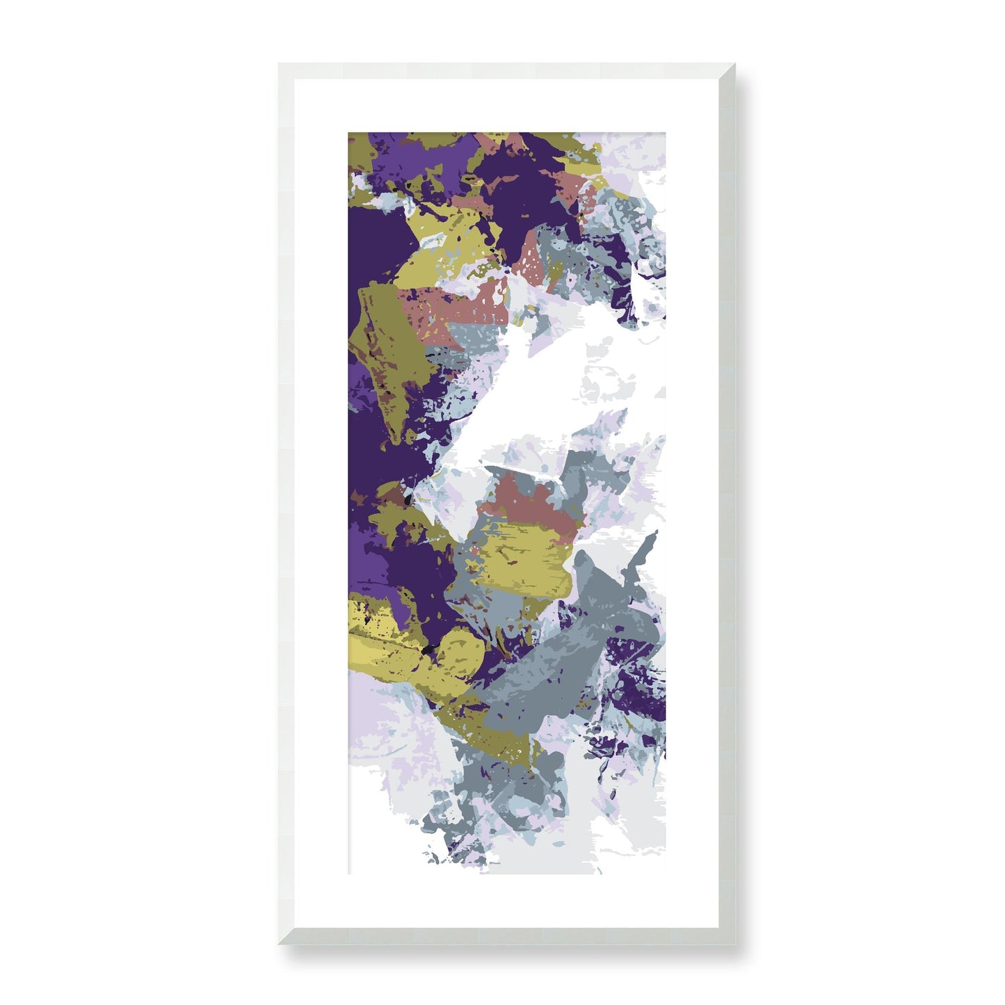 Elderberry Garden #1143-7695 Abstract Graphic Art Print - Deep Plum & Violet Modern Design, Vertical 2-Inch Premium Gallery Matting - Panoramic Layout