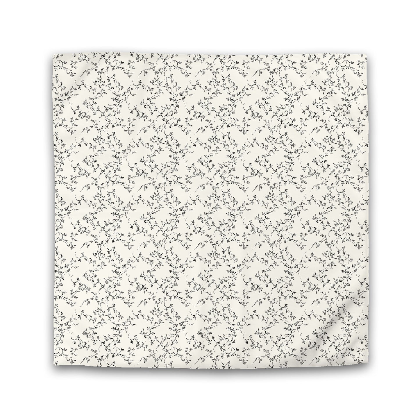 Pale Cream Cotton Sateen Duvet Cover, Black Hand-painted Vine Print | CSDU-1013-181