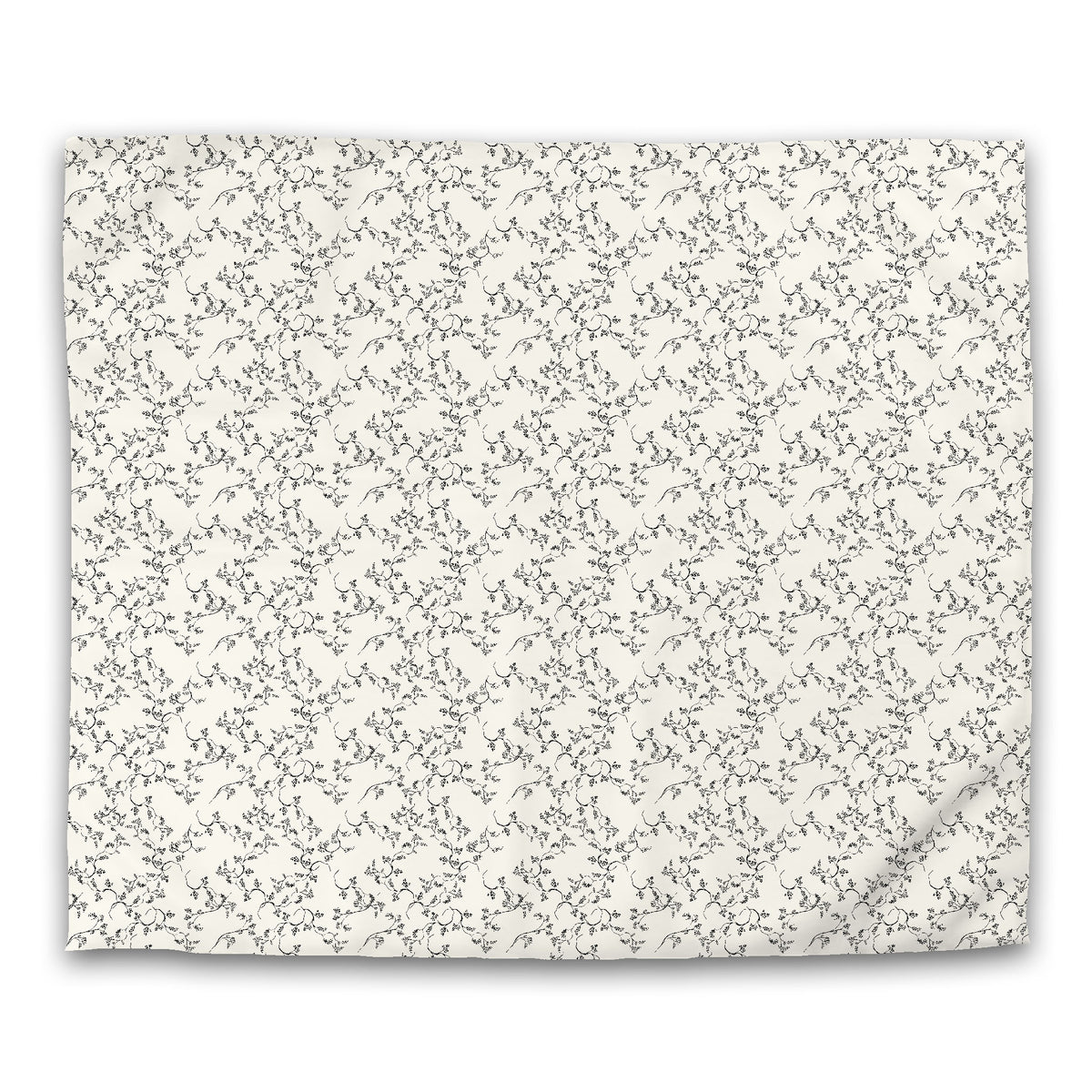 Pale Cream Cotton Sateen Duvet Cover with Black Hand-painted Vine Print | King - 269 x 234 cm / 106 x 92 inches