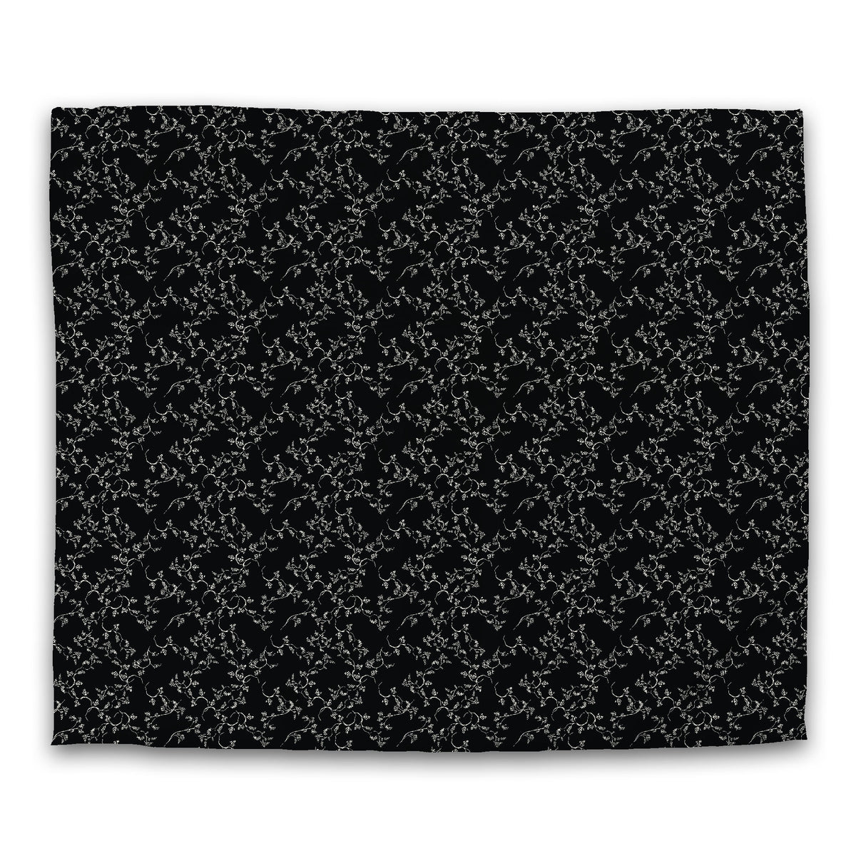 Black Cotton Sateen Duvet Cover with Pale Cream Hand-painted Vine Print | King - 269 x 234 cm / 106 x 92 inches