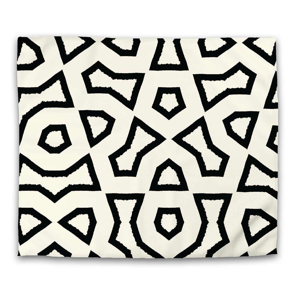 Pale Cream Cotton Sateen Duvet Cover with Black Labyrinth Print | King - 269 x 234 cm / 106 x 92 inches