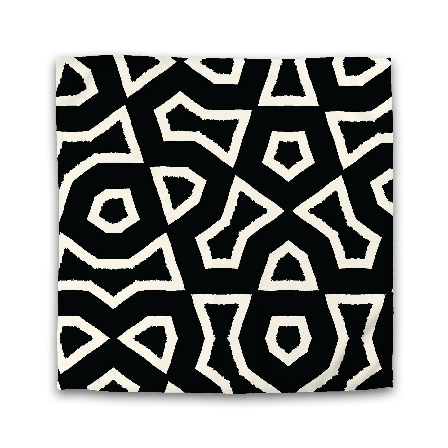 Black Cotton Sateen Duvet Cover, Bold Pale Cream Graphic | CSDU-1013-392