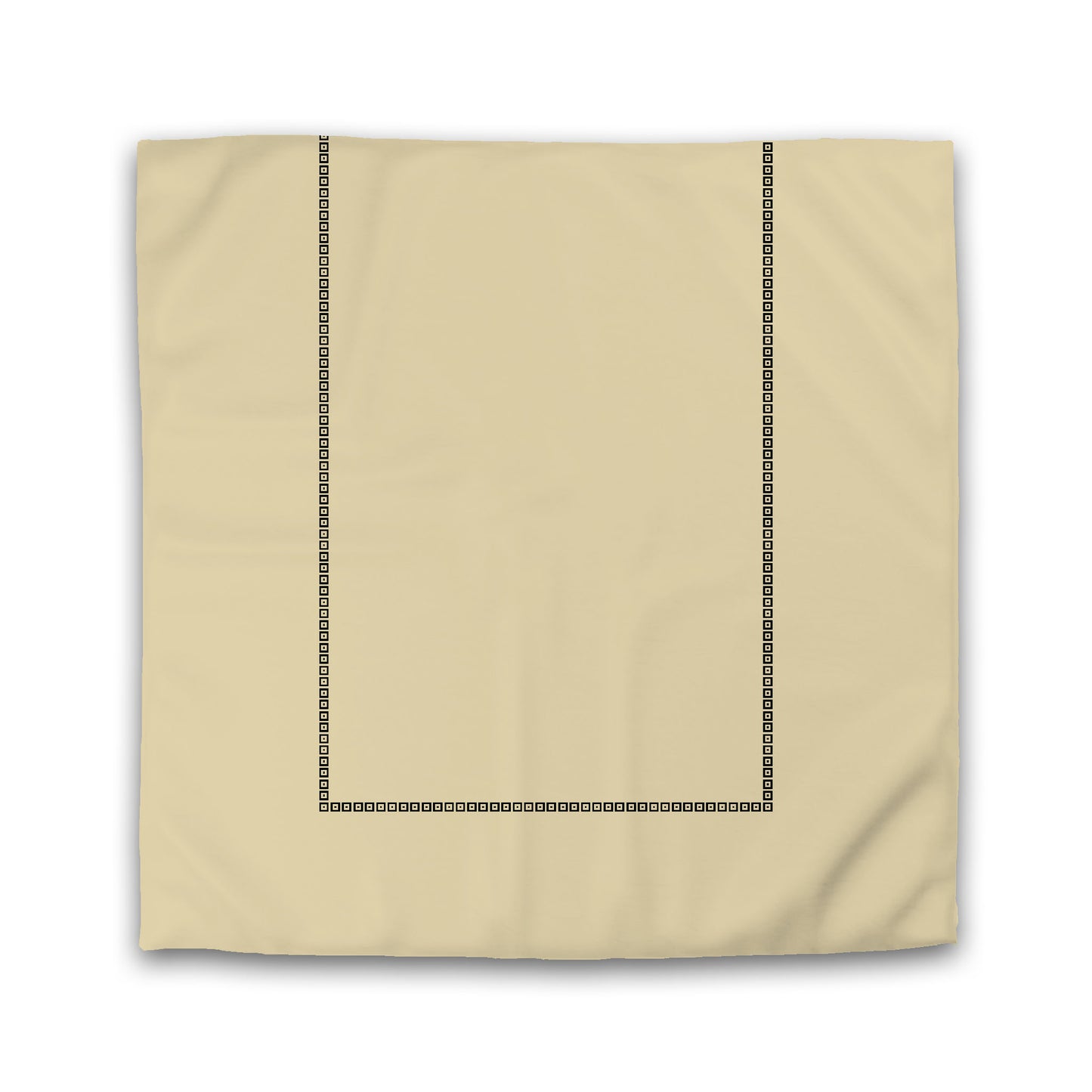 Tan Cotton Sateen Duvet Cover, Black Repeating Square Motif Print, Classic Border | CSDU-1014-121