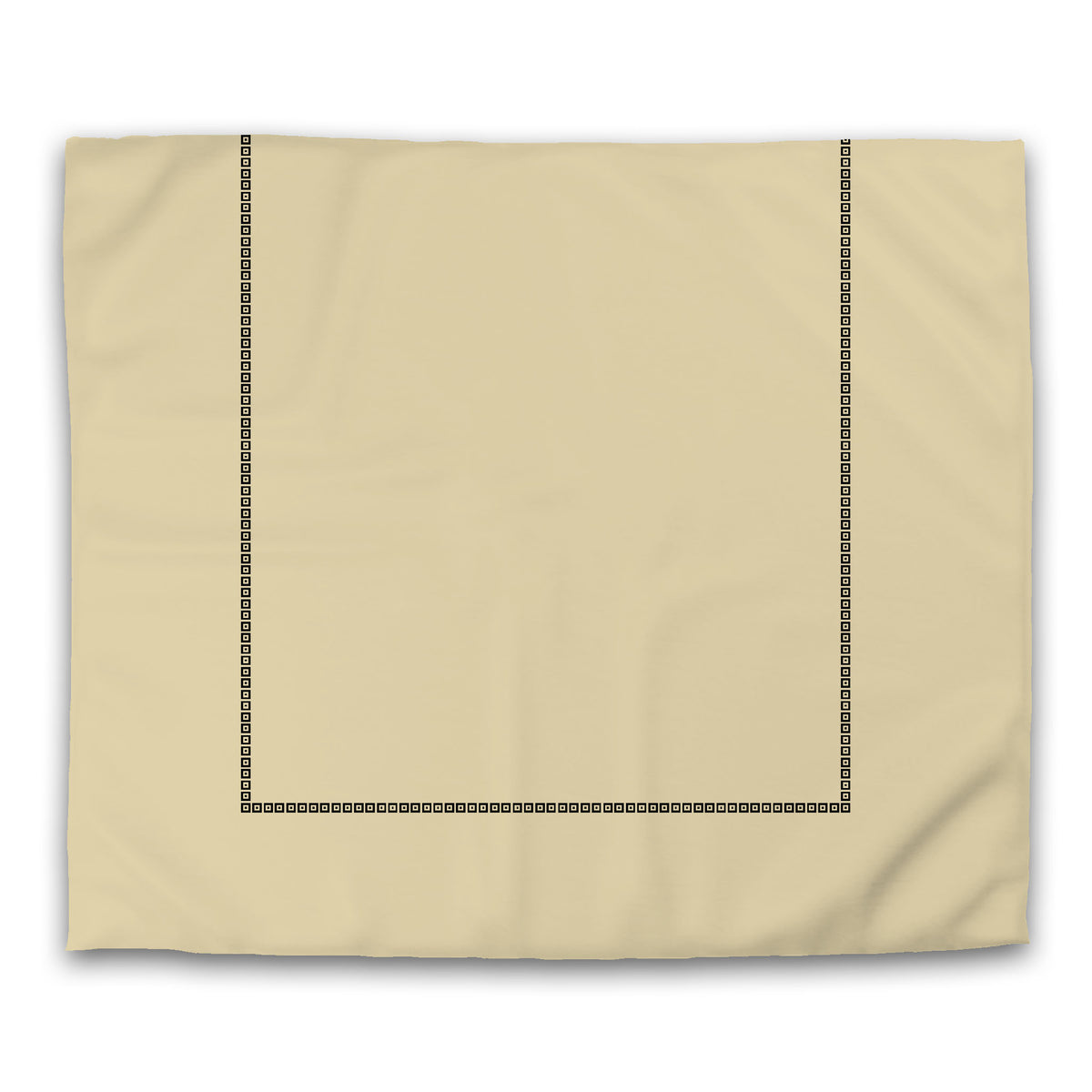 Tan Cotton Sateen Duvet Cover with Black Repeating Squares Frieze Print | King - 269 x 234 cm / 106 x 92 inches