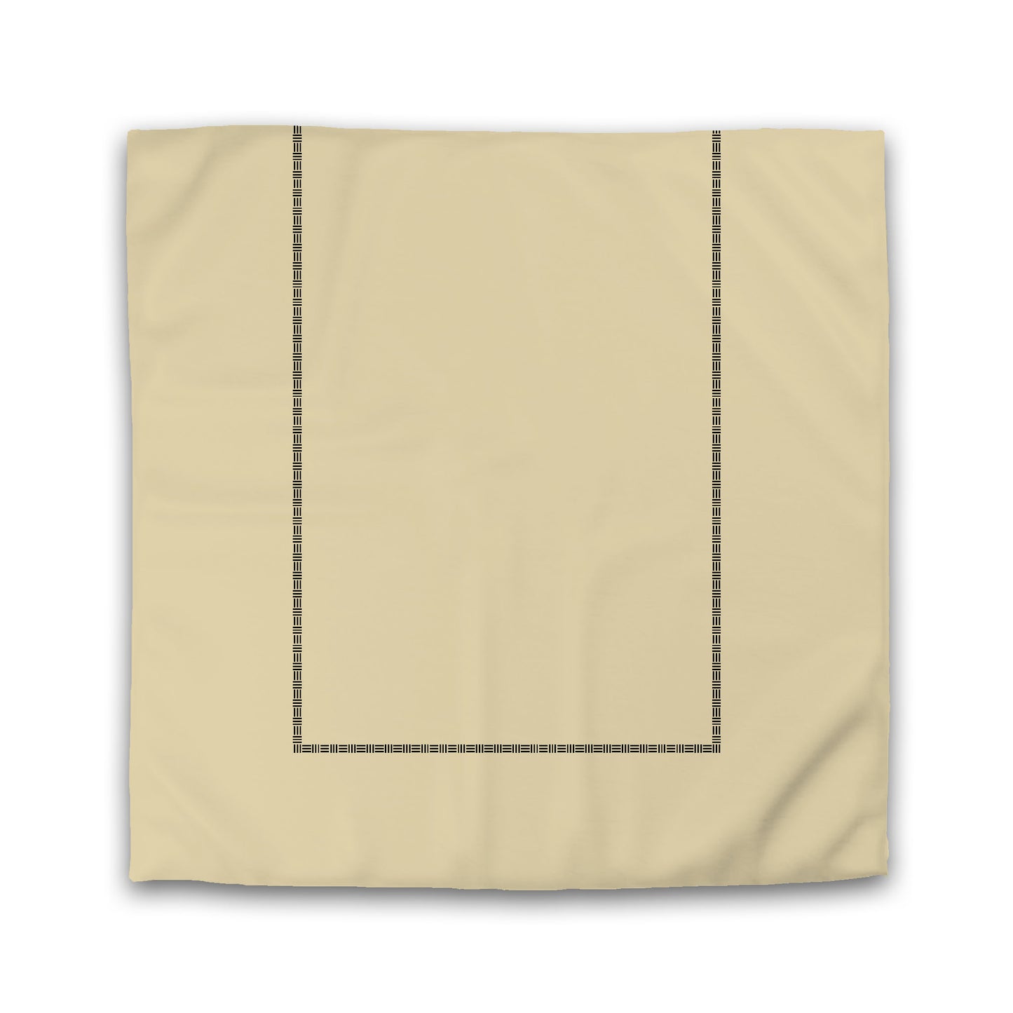Tan Cotton Sateen Duvet Cover, Black Single Weave Motif Print, Classic Border | CSDU-1014-141