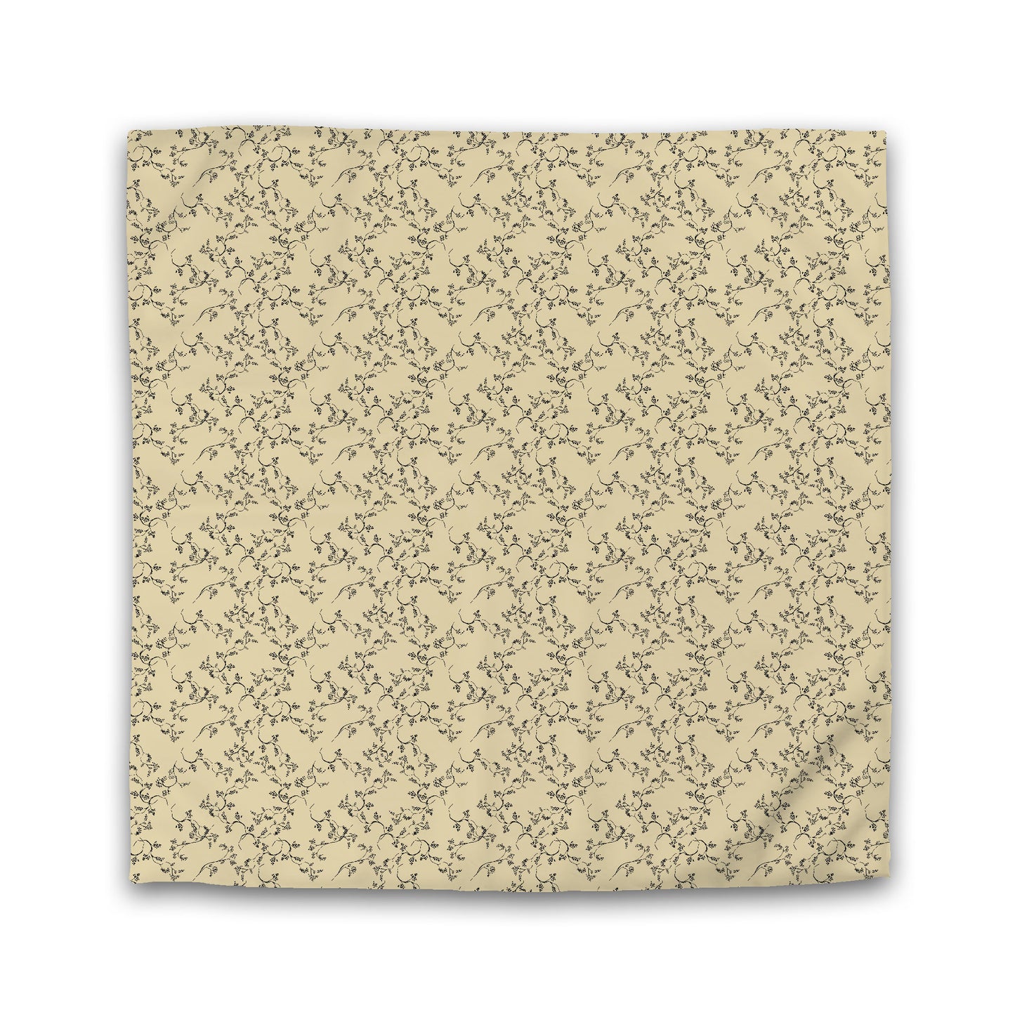 Tan Cotton Sateen Duvet Cover, Black Hand-painted Vine Print | CSDU-1014-181