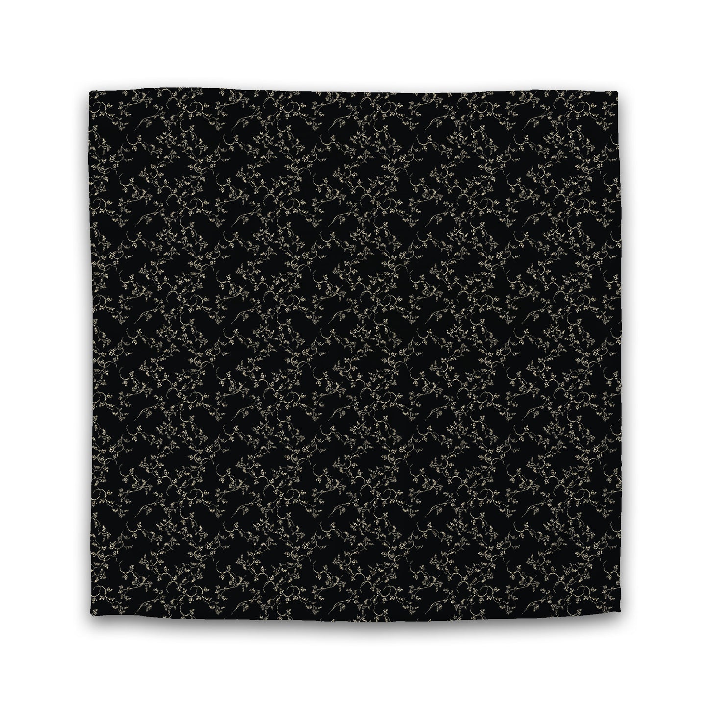 Black Cotton Sateen Duvet Cover, Tan Hand-painted Vine Print | CSDU-1014-182